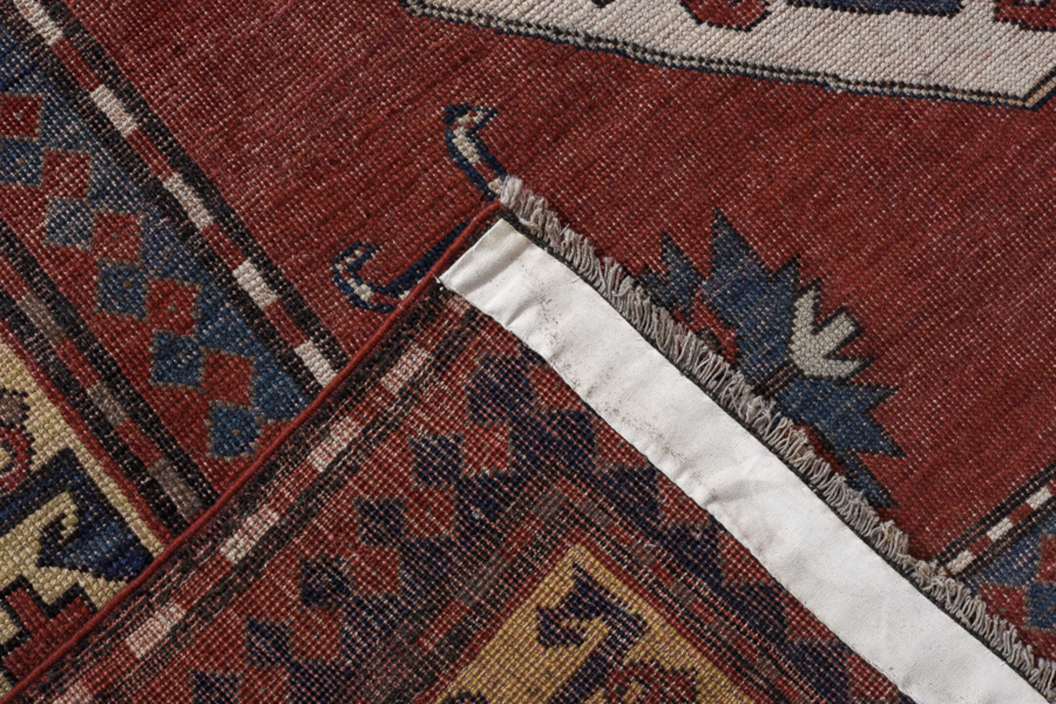 6' x 8' one-of-a-kind handmade vintage Kazak medium size rug. Color palette: black, blue, brown, charcoal, dim gray, gray