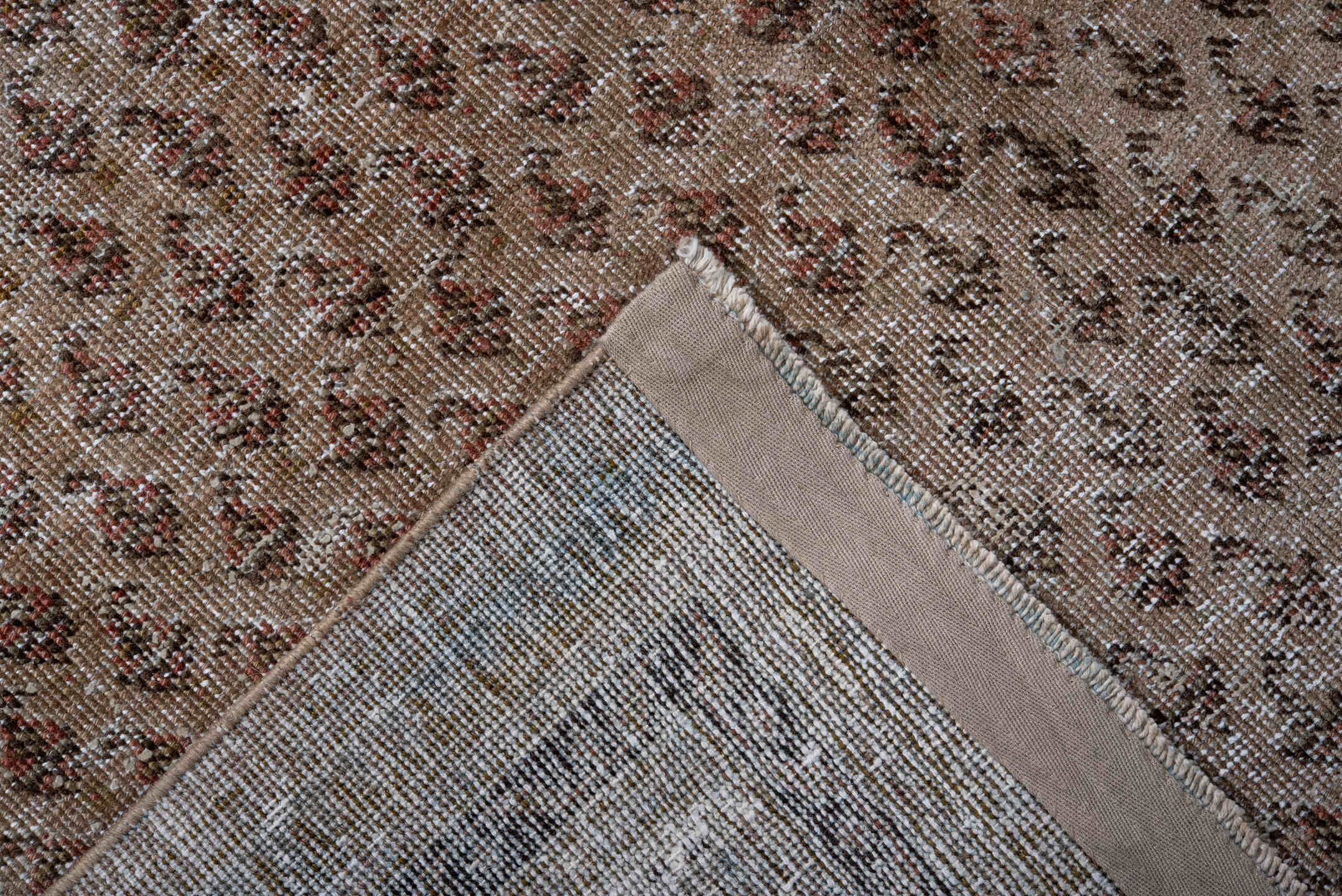 5' x 8' one-of-a-kind handmade antique Saraband medium size rug. Color palette: taupe, ivory, brown, charcoal, beige, gray