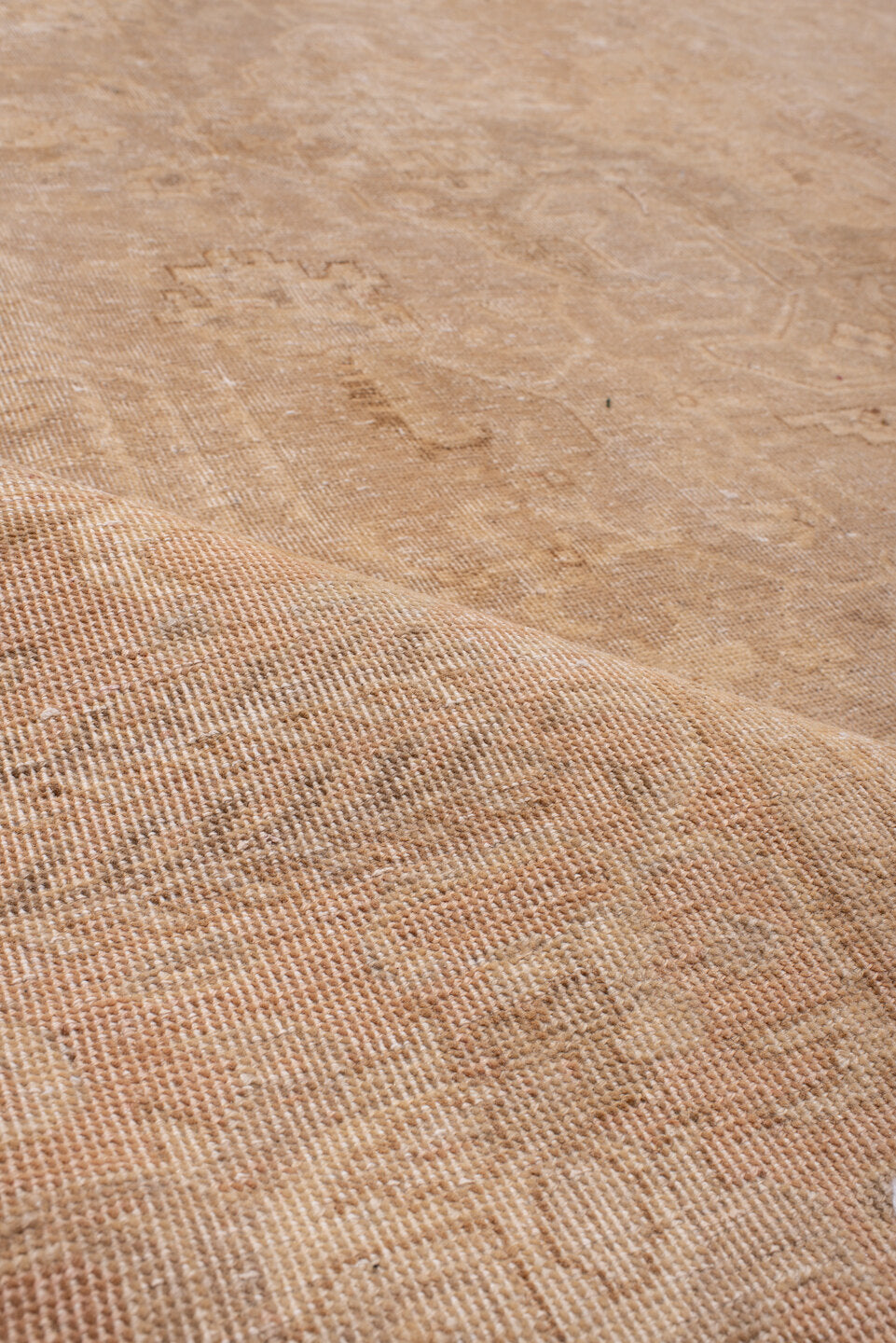 9' x 12' one-of-a-kind handmade vintage Tabriz large size rug. Color palette: bisque, brown, off-white, orange, peach puff