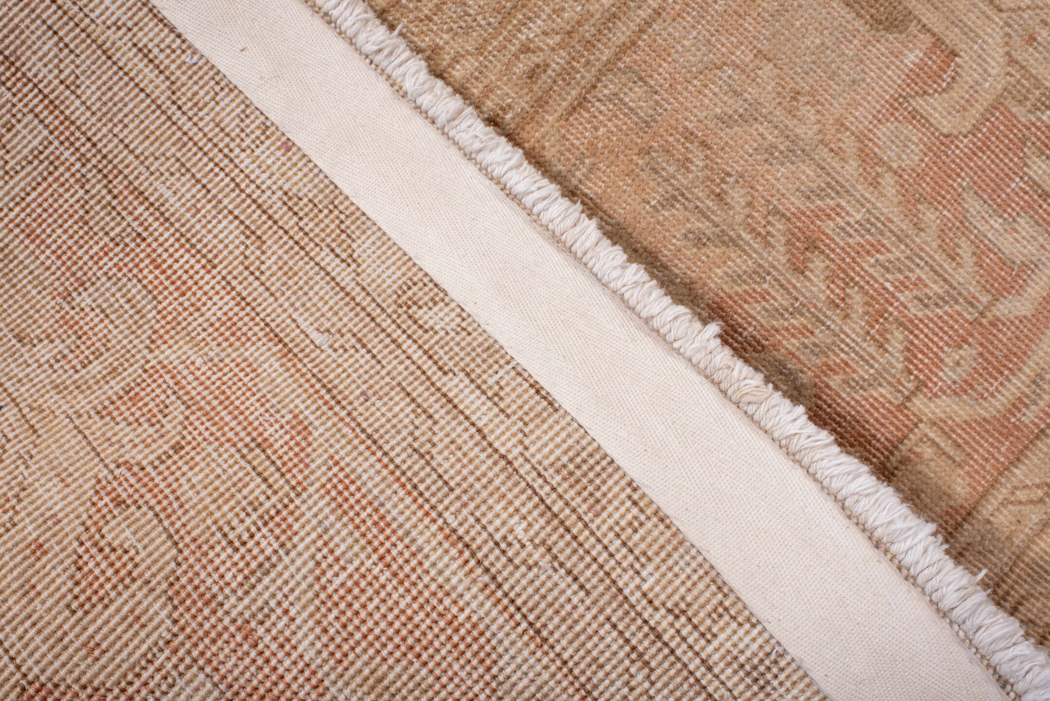 9' x 12' one-of-a-kind handmade vintage Tabriz large size rug. Color palette: bisque, brown, off-white, orange, peach puff