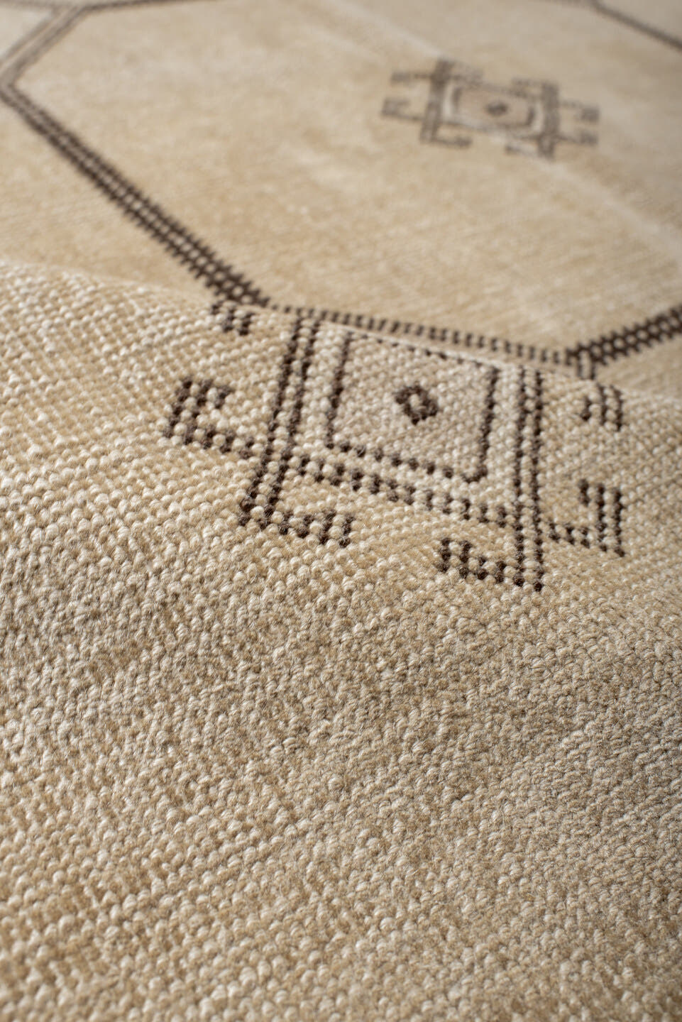 5' x 8' one-of-a-kind handmade vintage Anatolian medium size rug. Color palette: ivory, brown, taupe, beige, gray