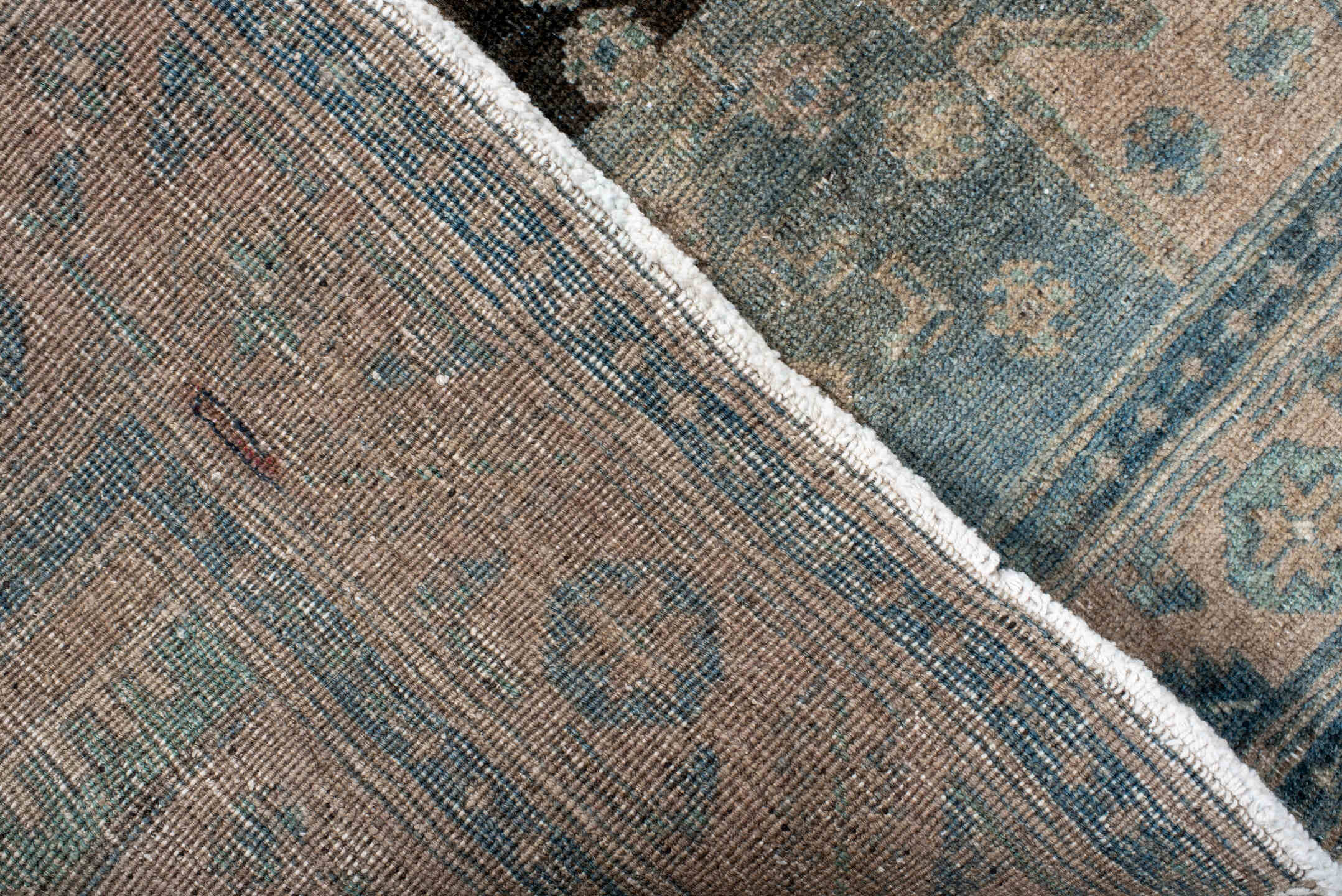 3' x 8' one-of-a-kind handmade antique Bidjar runner rug. Color palette: beige, sky_blue, ivory, charcoal, taupe, slate