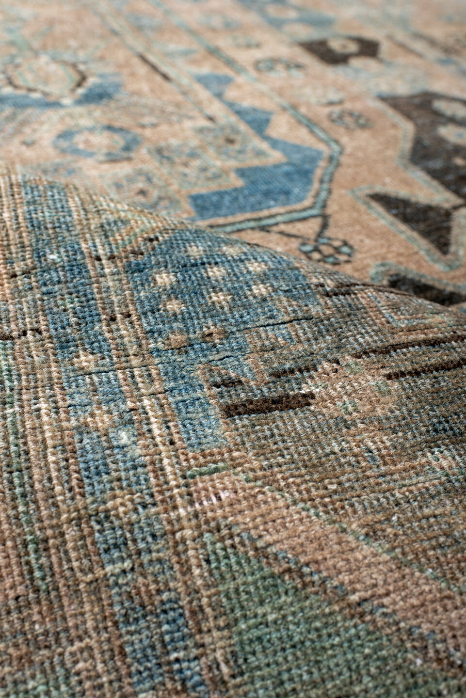 3' x 8' one-of-a-kind handmade antique Bidjar runner rug. Color palette: beige, sky_blue, ivory, charcoal, taupe, slate