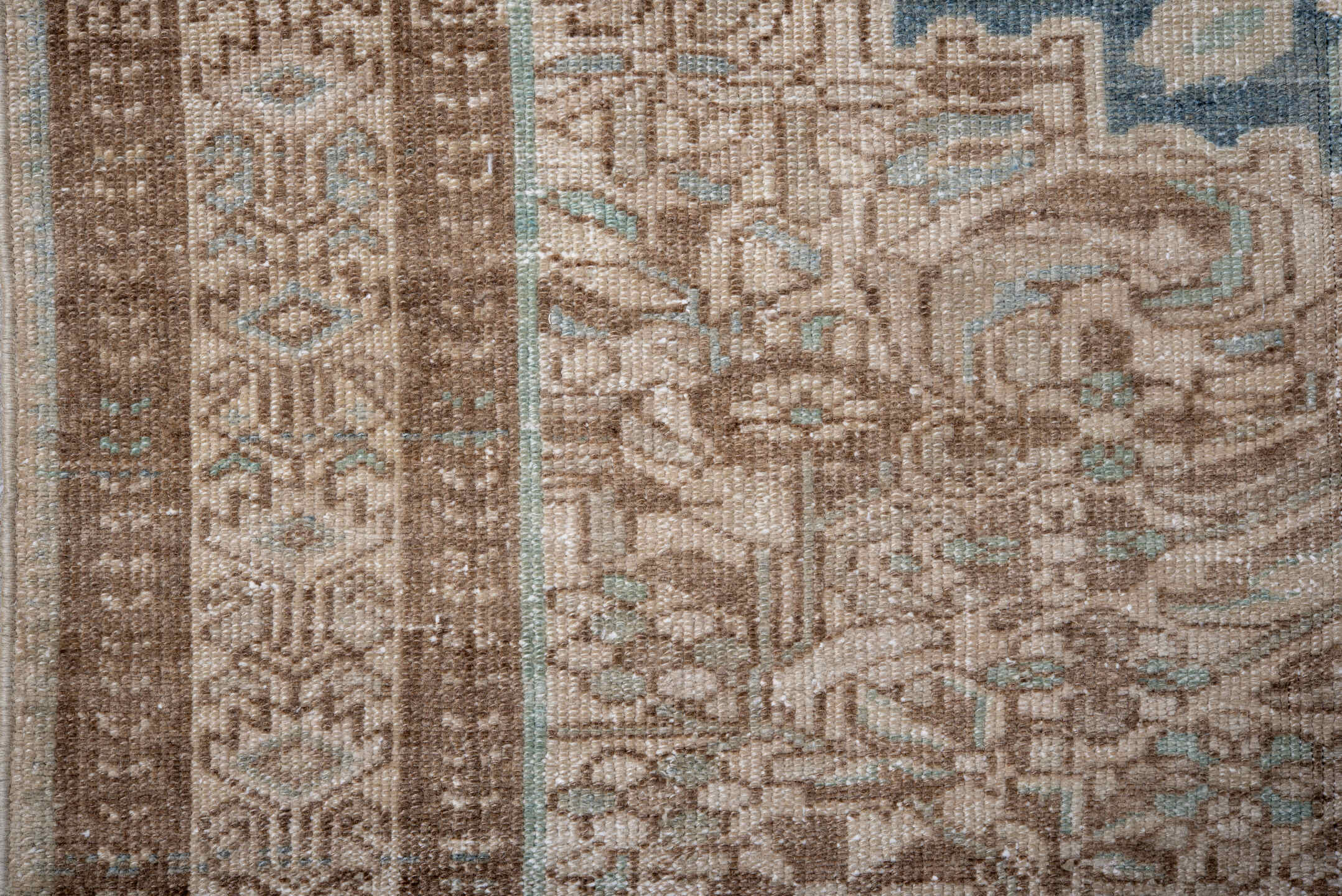 3' x 6' one-of-a-kind handmade antique Malayer small size rug. Color palette: ivory, taupe, brown, sky_blue, beige, gray