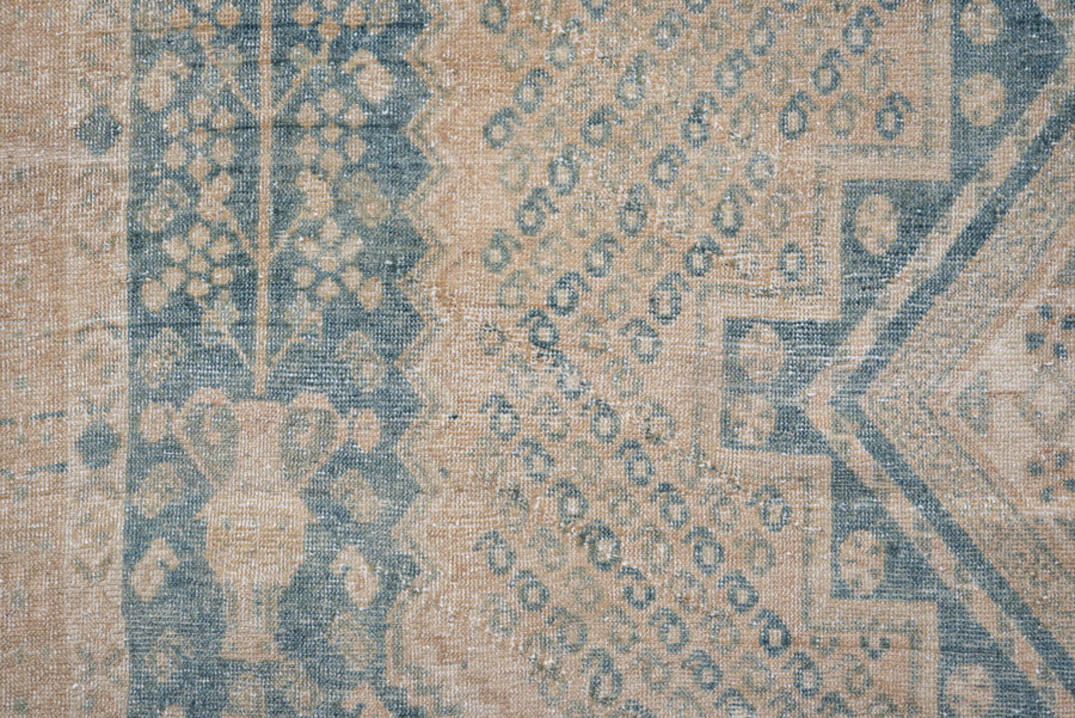 4' x 6' one-of-a-kind handmade antique Afshar small size rug. Color palette: ivory, pale blue, sand, beige, taupe