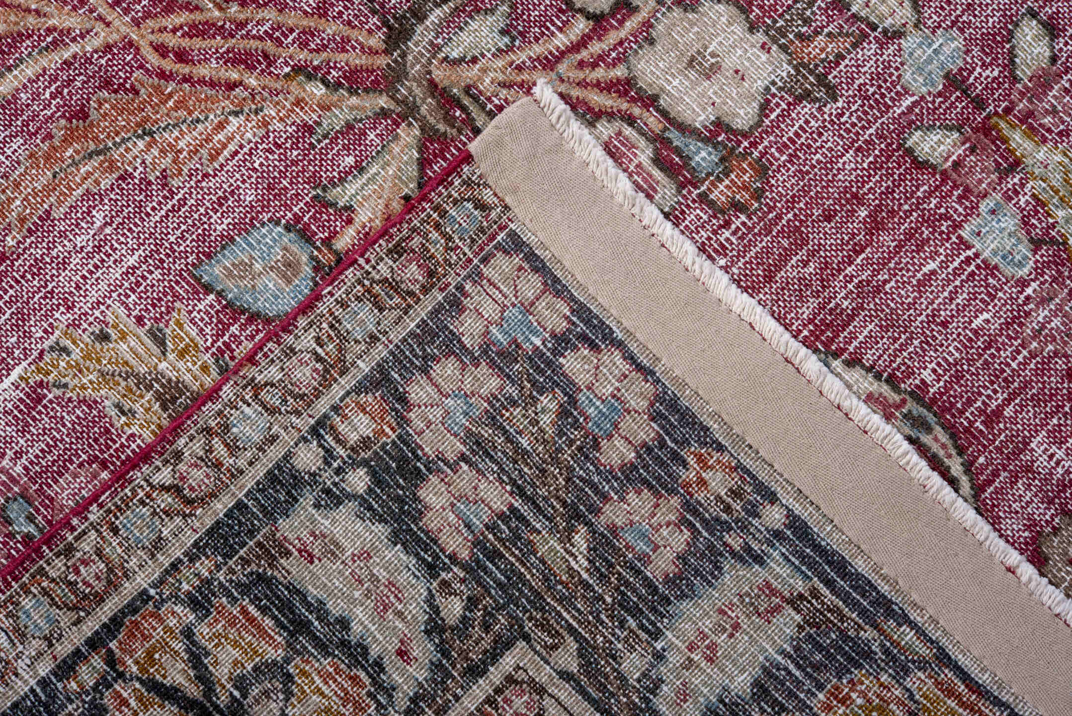 7' x 11' one-of-a-kind handmade vintage Khorassan large size rug. Color palette: blue, brown, gainsboro, gray