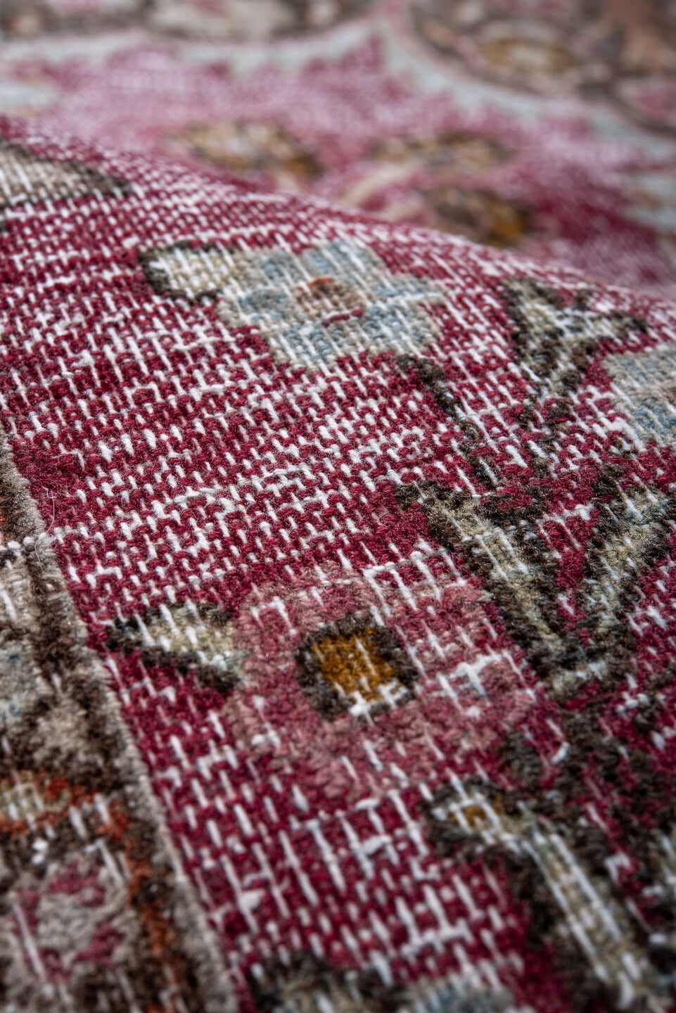 7' x 11' one-of-a-kind handmade vintage Khorassan large size rug. Color palette: blue, brown, gainsboro, gray