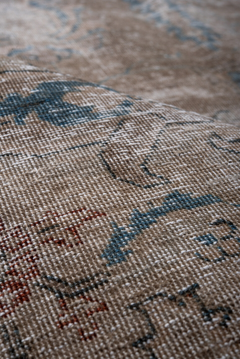 7' x 10' one-of-a-kind handmade vintage Tabriz large size rug. Color palette: blue, brown, dim gray, gray, light gray