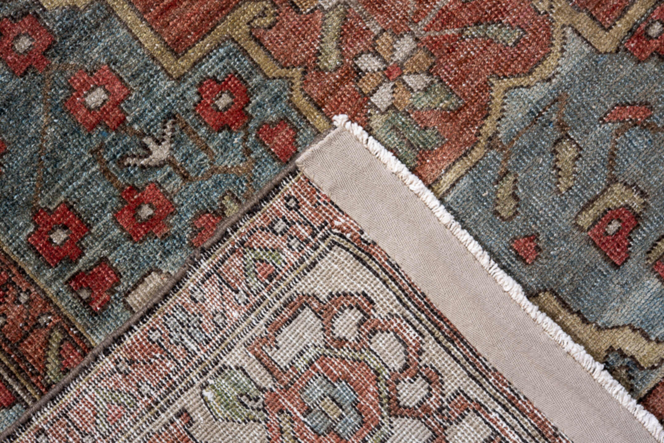 6' x 9' one-of-a-kind handmade vintage Far.Sarouk medium size rug. Color palette: rust, ivory, charcoal, sky_blue
