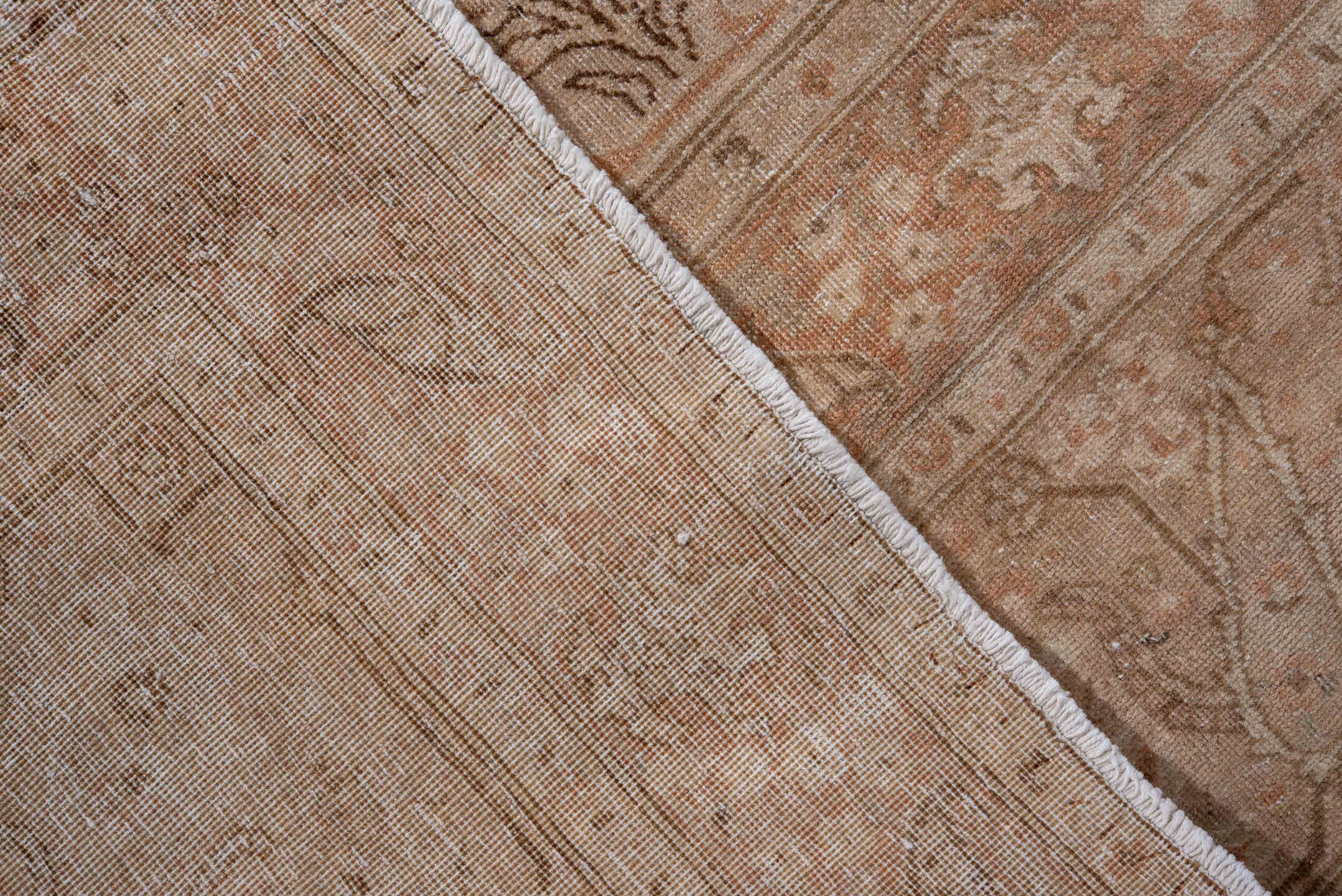 7' x 10' one-of-a-kind handmade antique Tabriz large size rug. Color palette: beige, blush, ivory, taupe, camel, peach