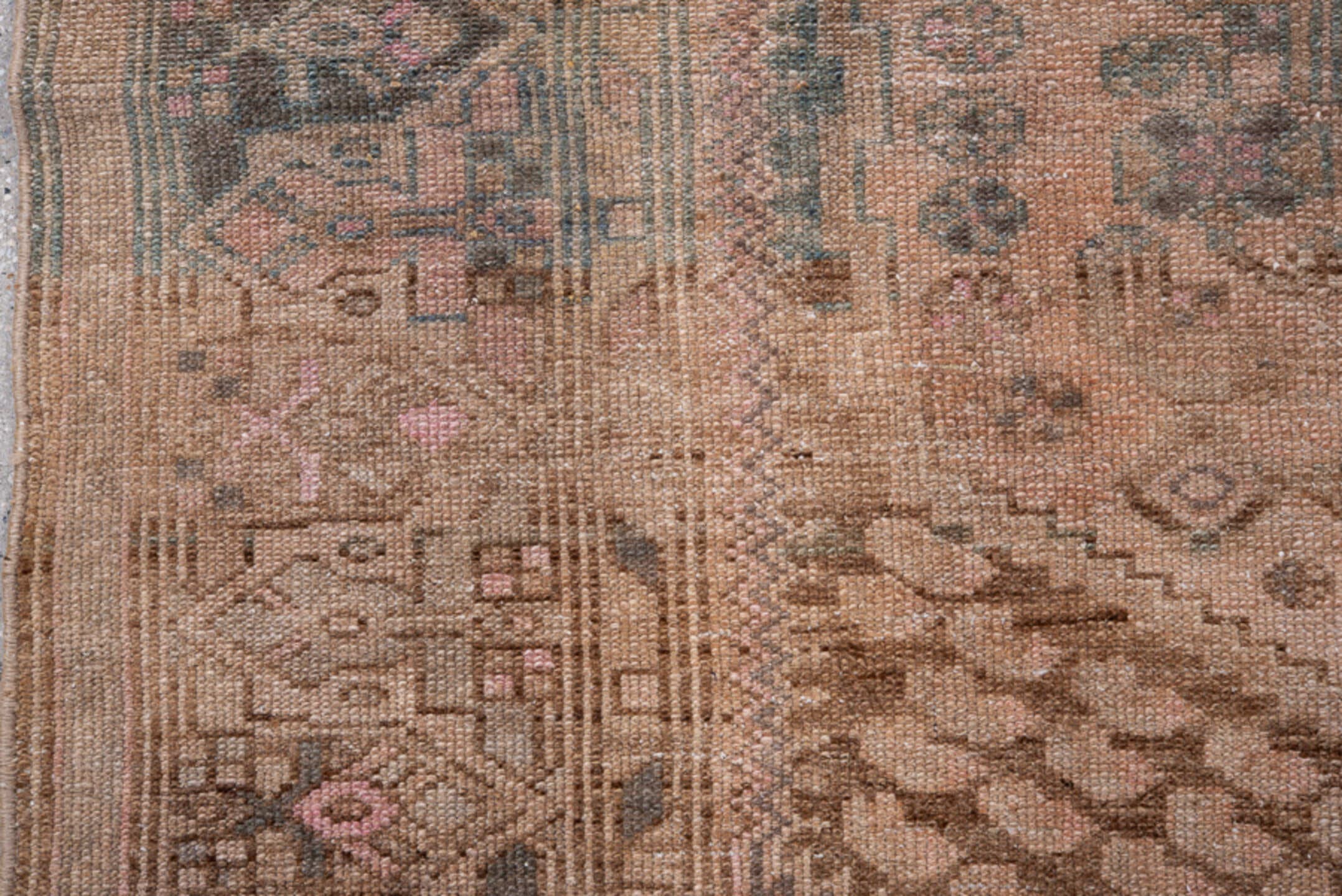 4' x 6' one-of-a-kind handmade antique Malayer small size rug. Color palette: blush, taupe, brown, charcoal, ivory, rose