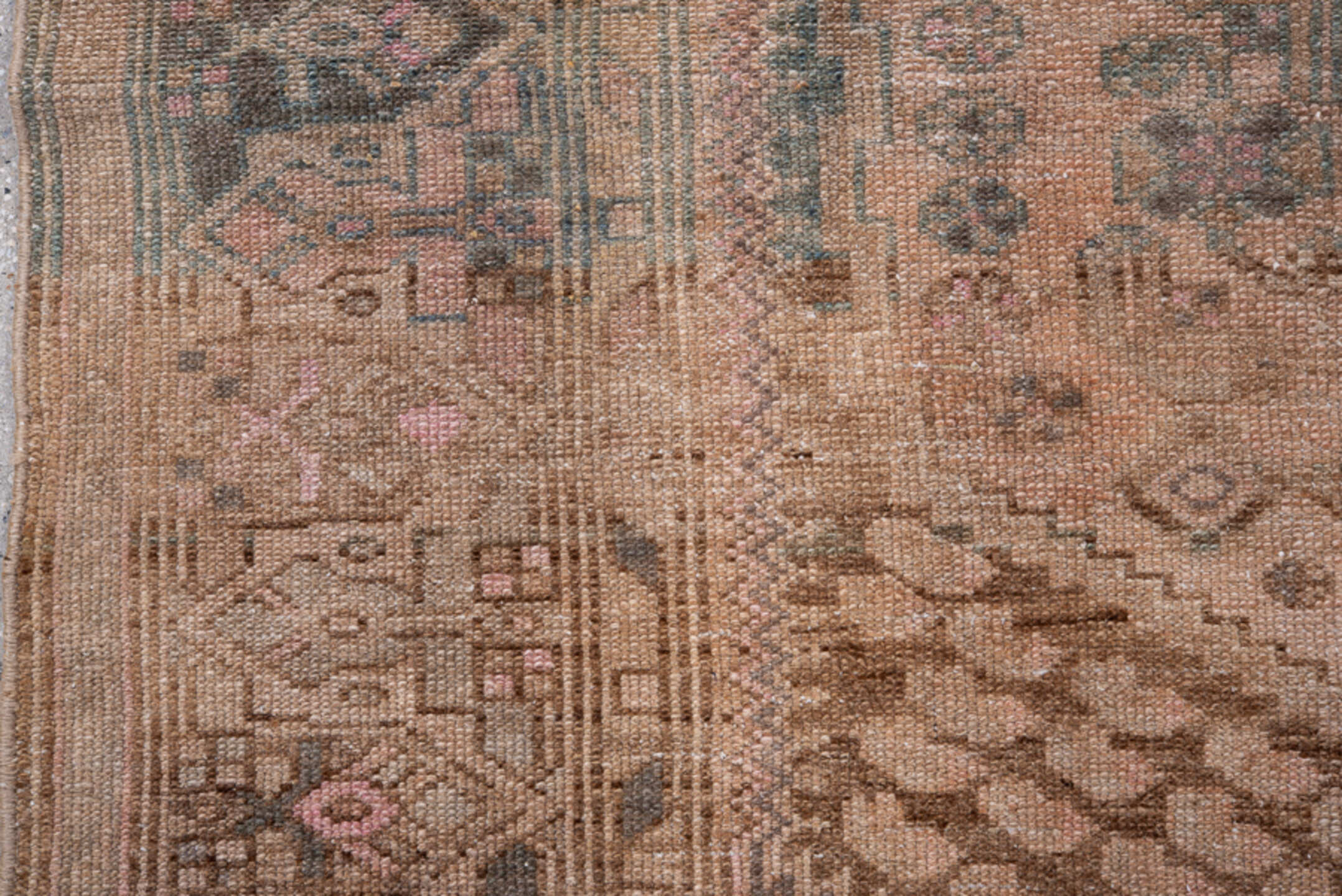 4' x 6' one-of-a-kind handmade antique Malayer small size rug. Color palette: blush, taupe, brown, charcoal, ivory, rose