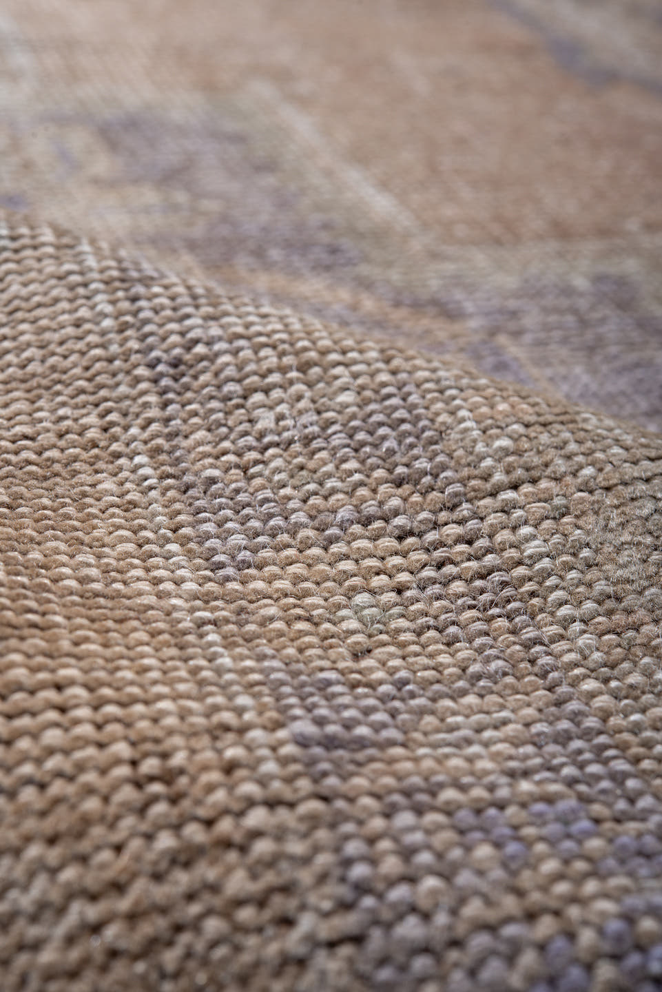 6' x 11' one-of-a-kind handmade vintage Oushak large size rug. Color palette: taupe, beige, lavender, ivory, dusty blue