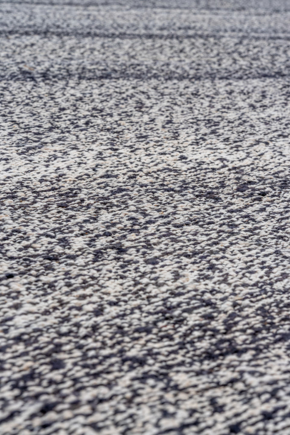 9' x 12' one-of-a-kind handmade vintage Kilim large size rug. Color palette: gray, charcoal, ivory, taupe, black, beige
