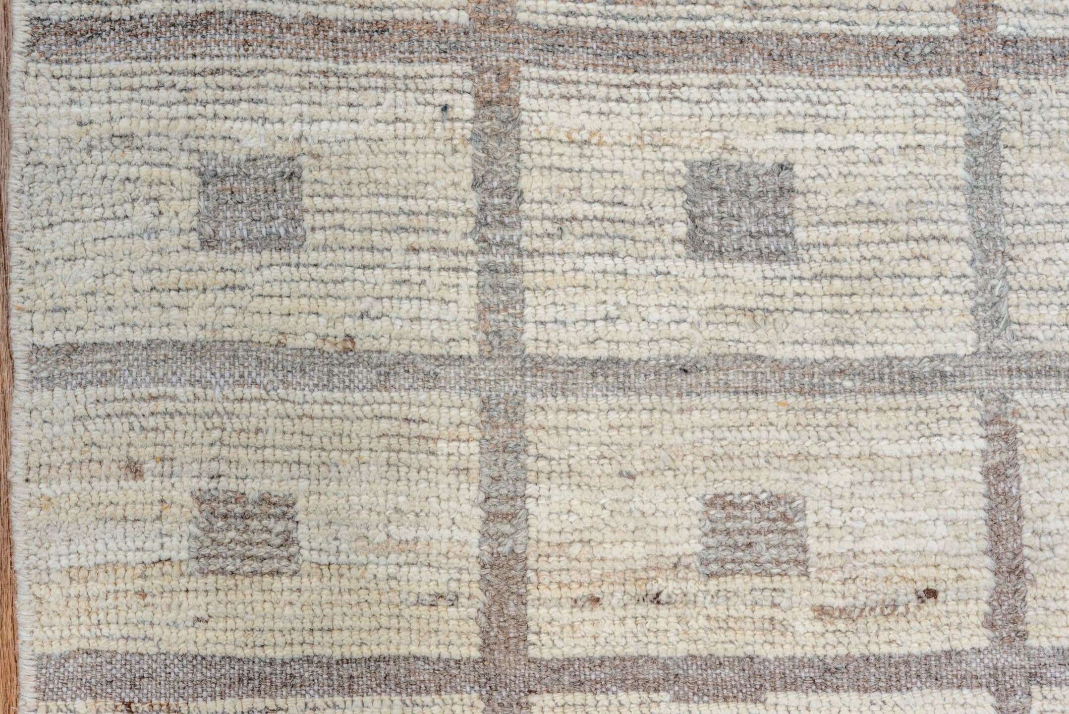 3' x 11' one-of-a-kind handmade vintage Tulu runner rug. Color palette: ivory, taupe, beige, gray