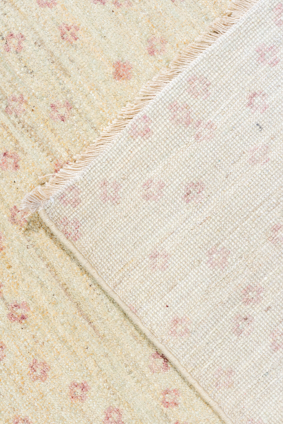 14' x 16' one-of-a-kind handmade handmade Contemporary oversize rug. Color palette: ivory, cream, rose, taupe, blush, pink