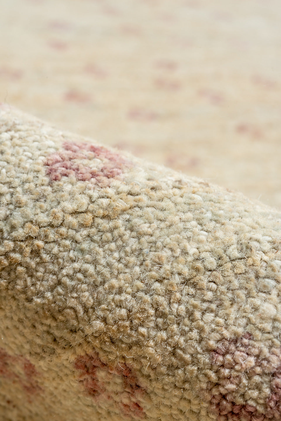 14' x 16' one-of-a-kind handmade handmade Contemporary oversize rug. Color palette: ivory, cream, rose, taupe, blush, pink