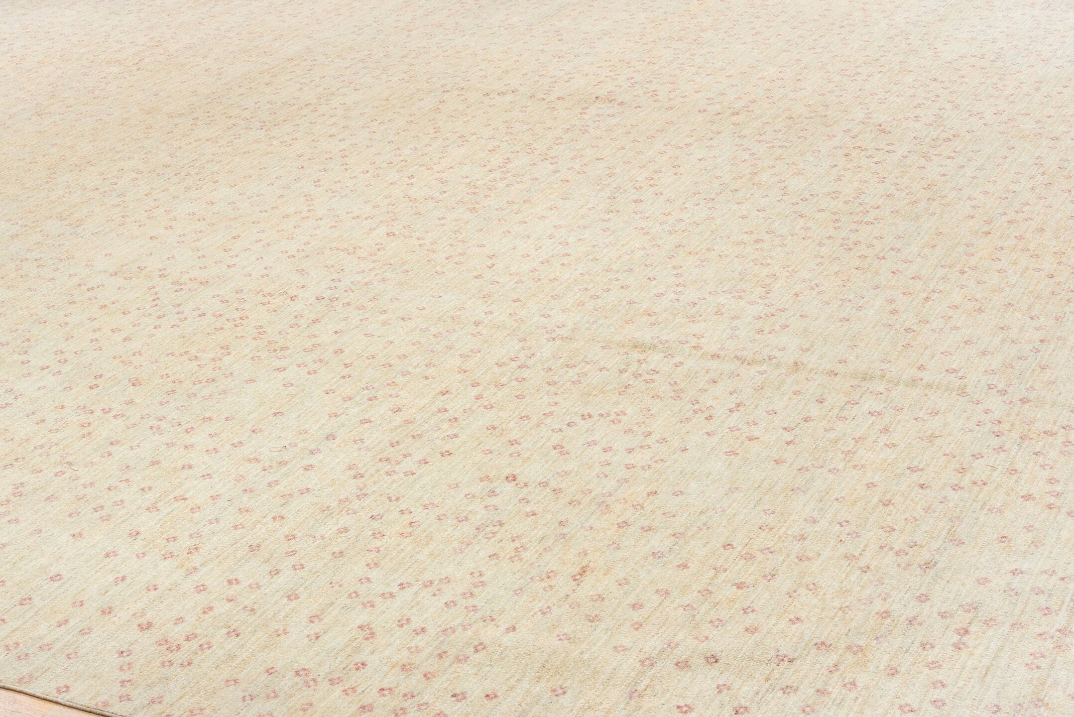 14' x 16' one-of-a-kind handmade handmade Contemporary oversize rug. Color palette: ivory, cream, rose, taupe, blush, pink