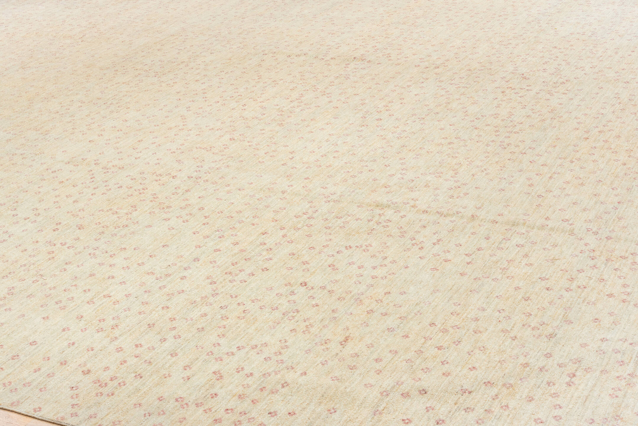 14' x 16' one-of-a-kind handmade vintage Contemporary oversize rug. Color palette: brown, gray, light gray, off-white