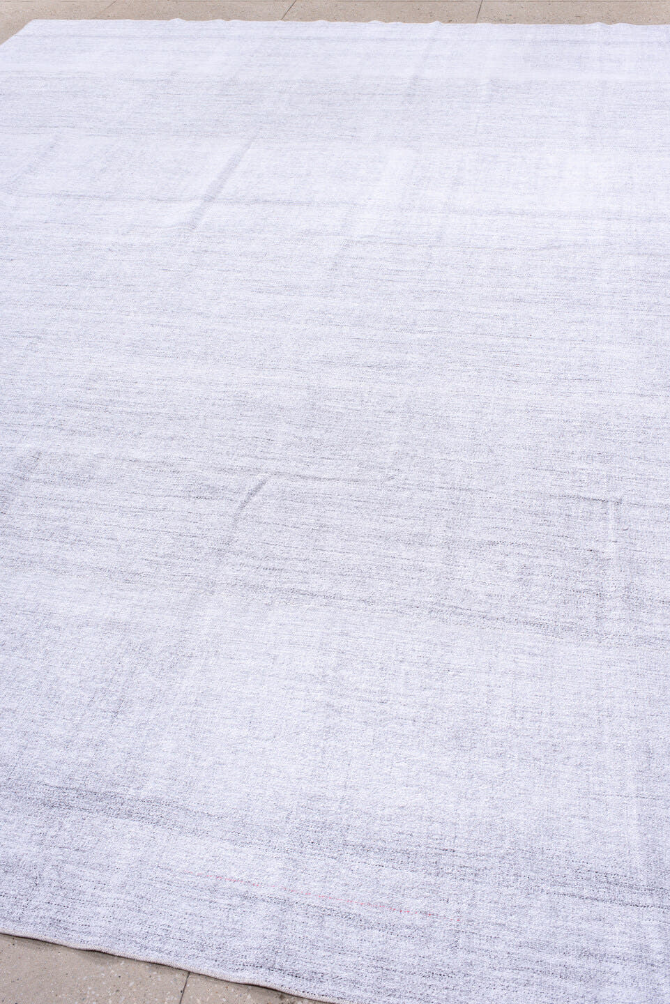 10' x 14' one-of-a-kind handmade antique Kilim large size rug. Color palette: ivory, cream, pale lavender, silver, purple