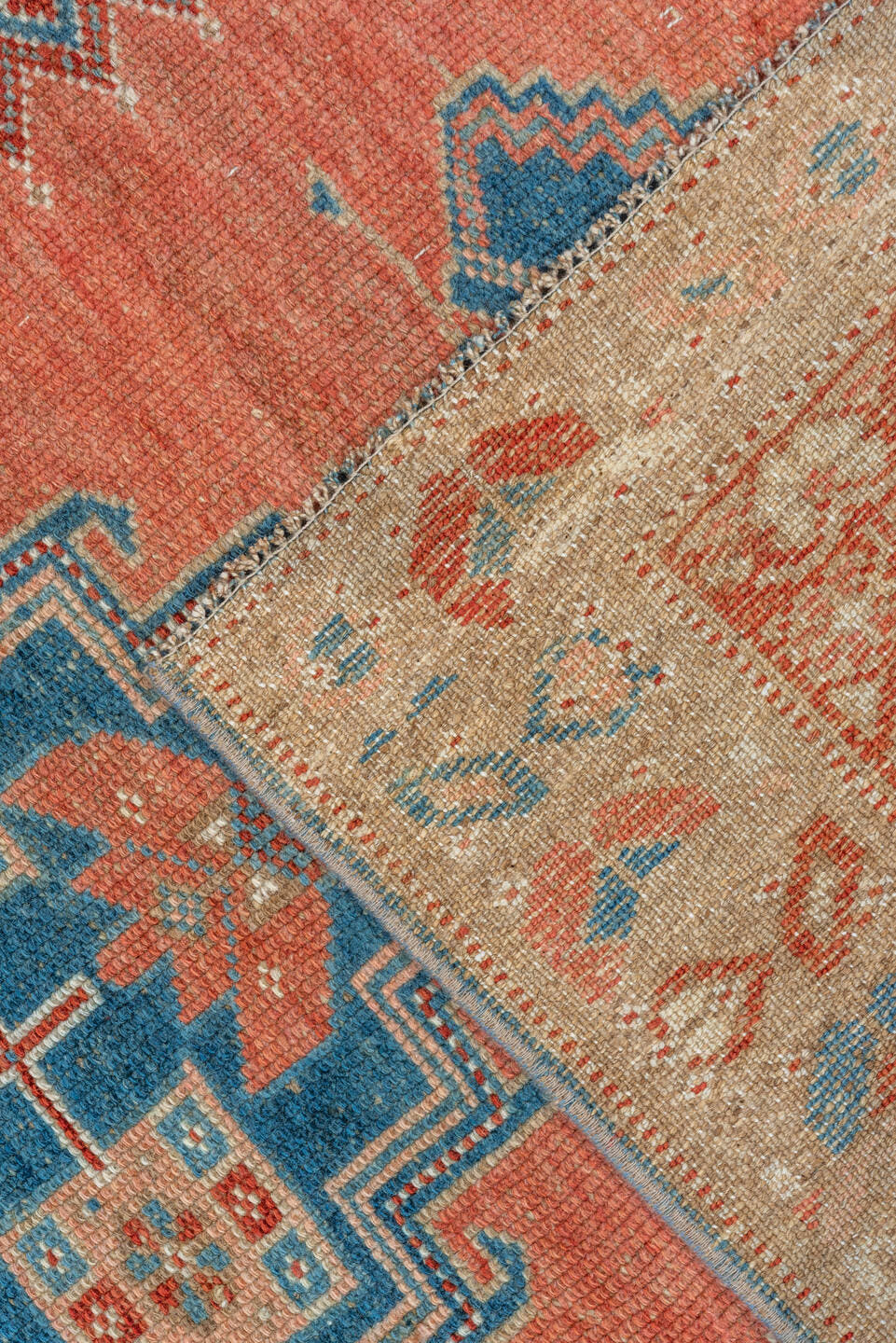 2' x 9' one-of-a-kind handmade vintage NW Persian runner rug. Color palette: salmon, ivory, teal, rust, camel, sky_blue