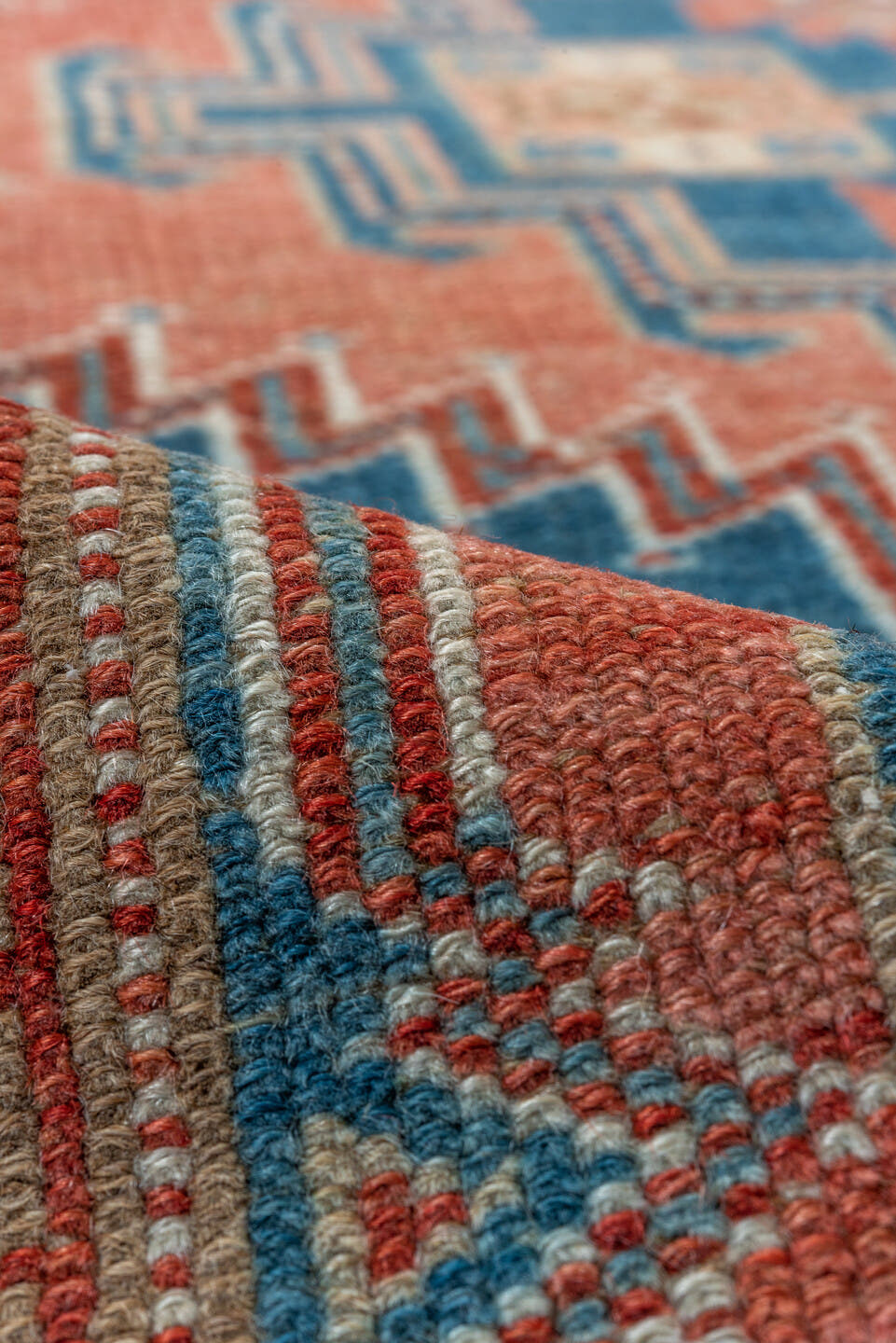 2' x 9' one-of-a-kind handmade vintage NW Persian runner rug. Color palette: salmon, ivory, teal, rust, camel, sky_blue