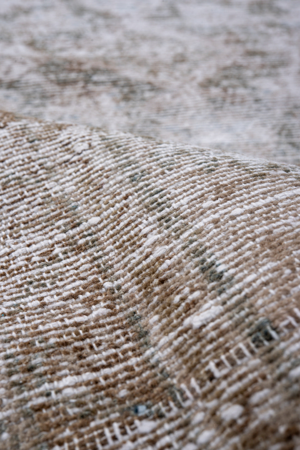 3' x 12' one-of-a-kind handmade antique Malayer runner rug. Color palette: taupe, ivory, pale blue, beige, stone, gray