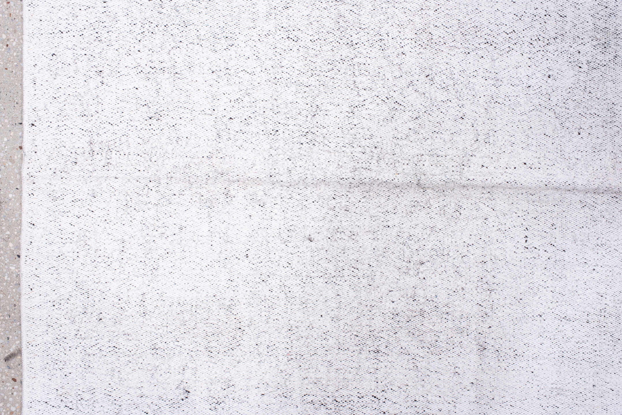 8' x 15' one-of-a-kind handmade antique Flatweave rug. Color palette: ivory, cream, taupe, light gray, beige, gray