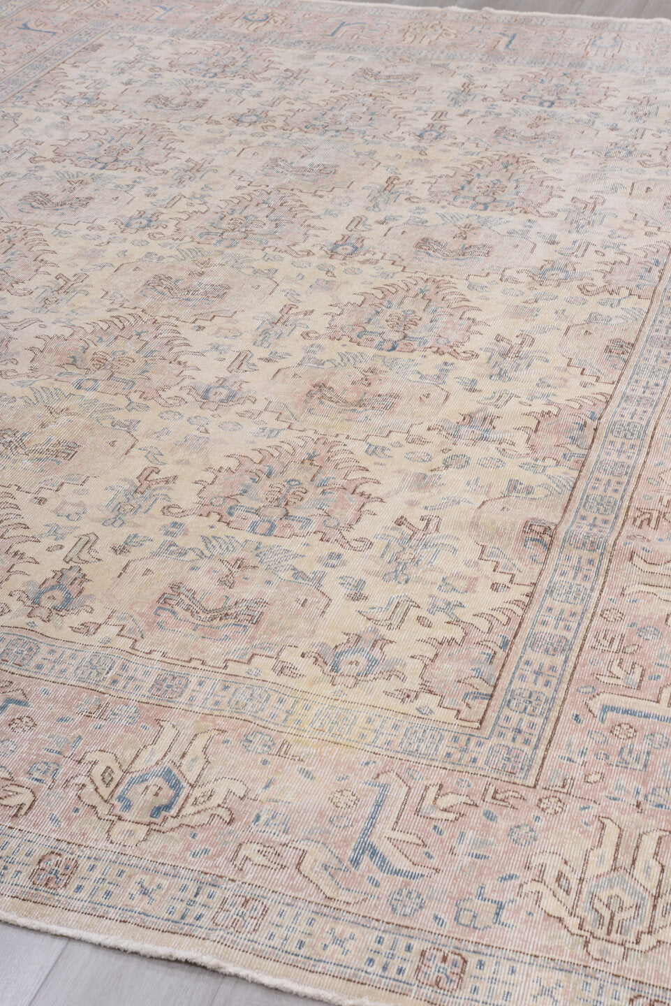 8' x 12' one-of-a-kind handmade vintage Sparta large size rug. Color palette: beige, black, charcoal, dark gray, dim gray