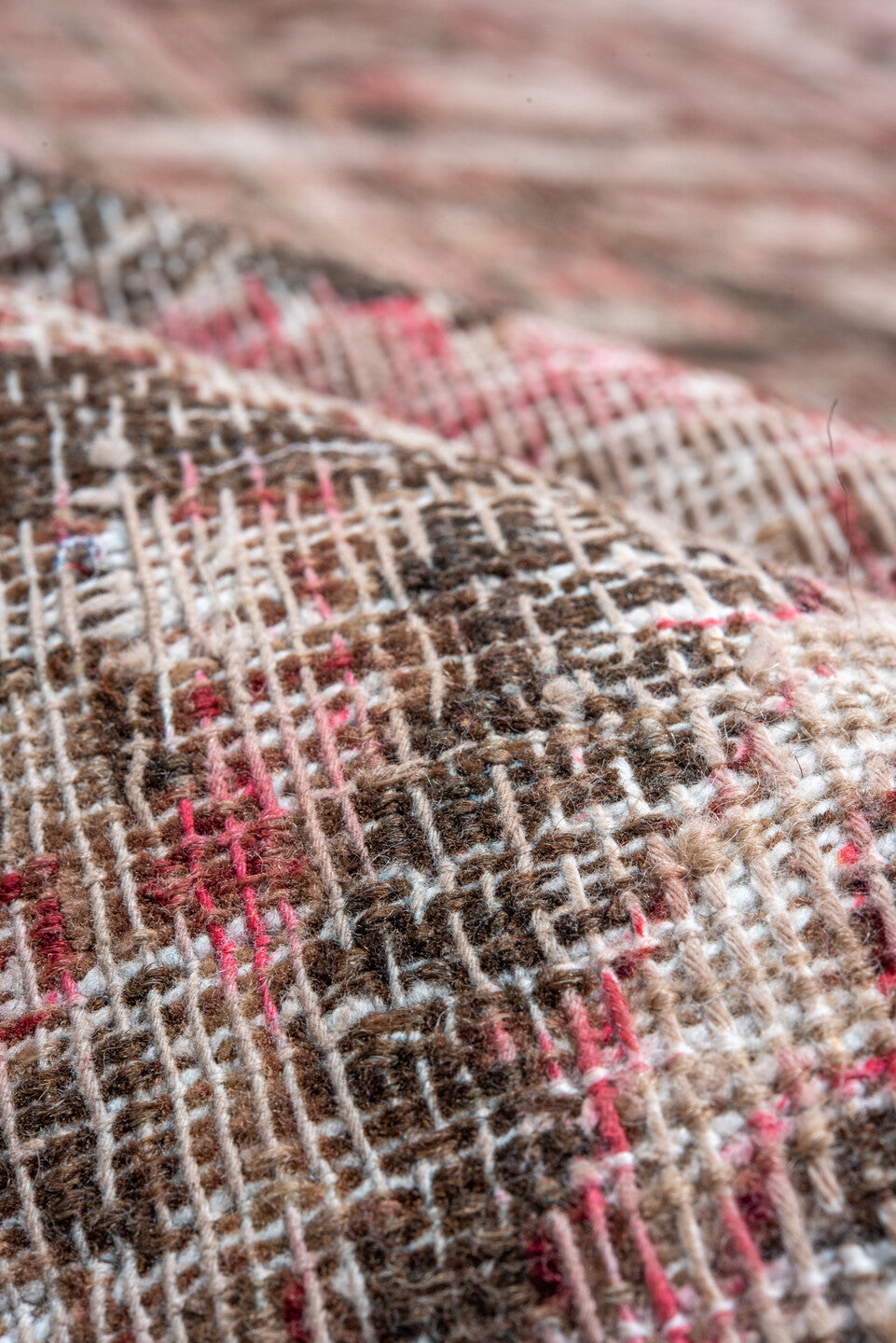 10' x 15' one-of-a-kind handmade antique Khorassan oversize rug. Color palette: rose, ivory, brown, dusty pink, taupe