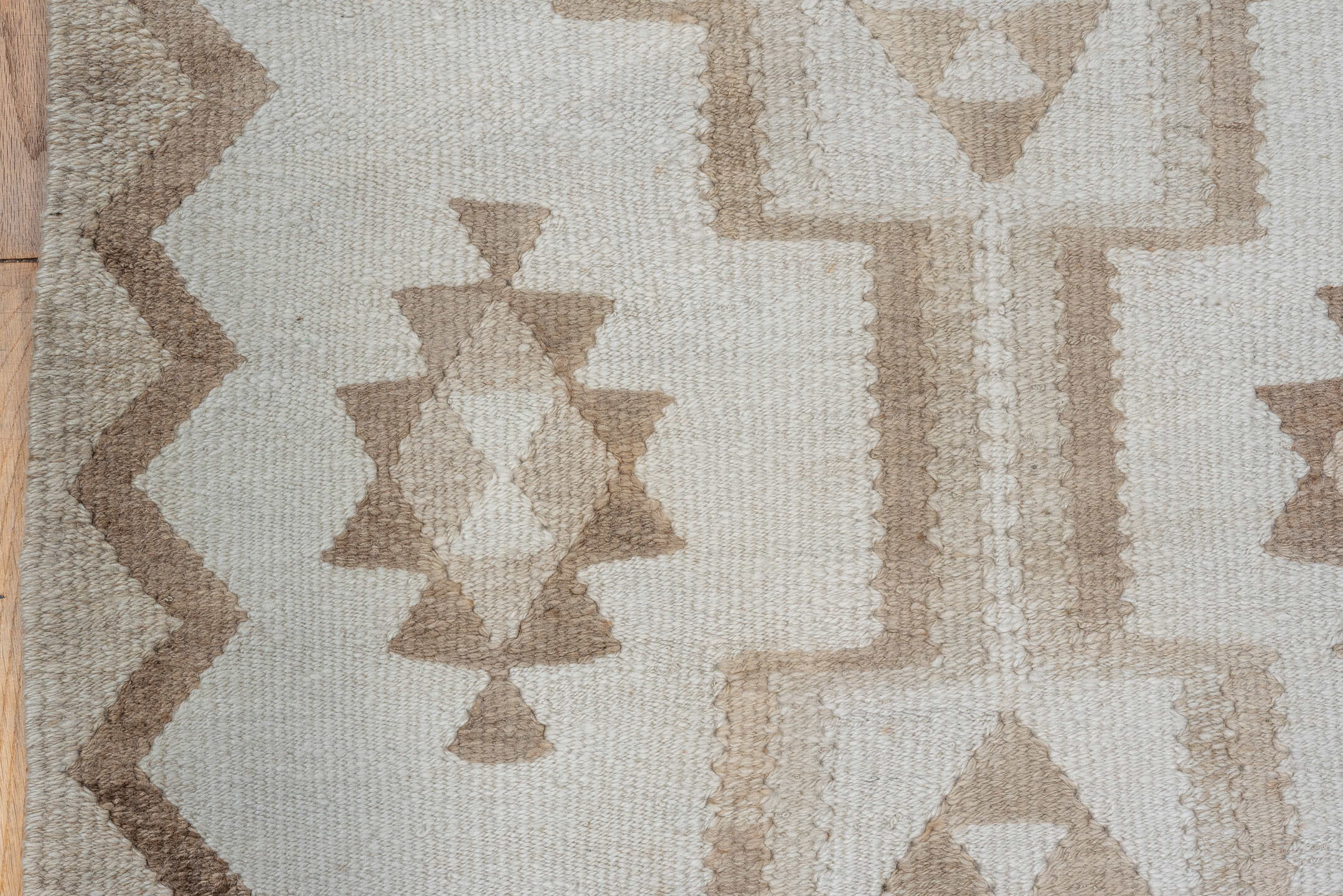 2' x 8' one-of-a-kind handmade antique Kilim runner rug. Color palette: ivory, taupe, camel, beige, gray