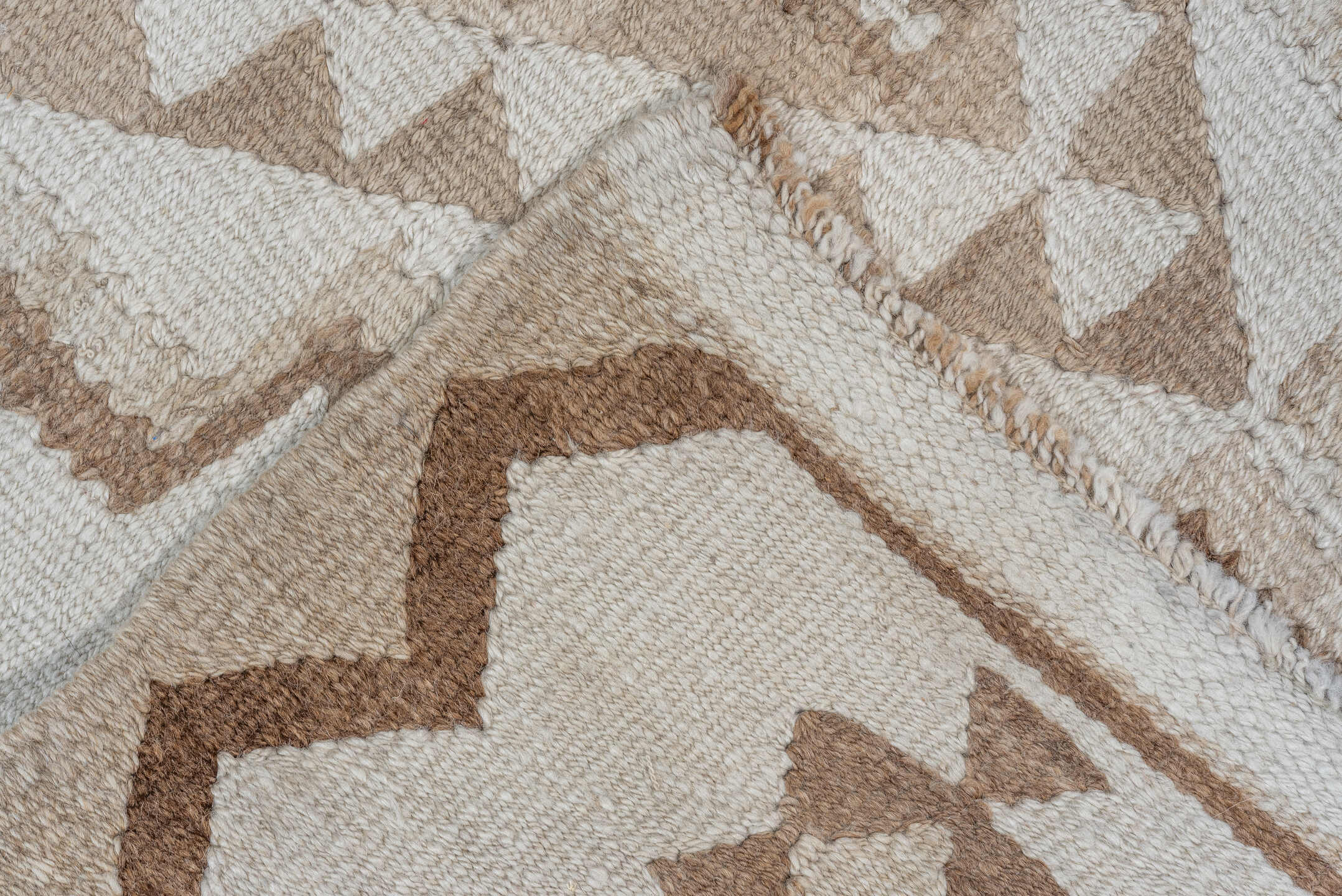 2' x 8' one-of-a-kind handmade antique Kilim runner rug. Color palette: ivory, taupe, camel, beige, gray
