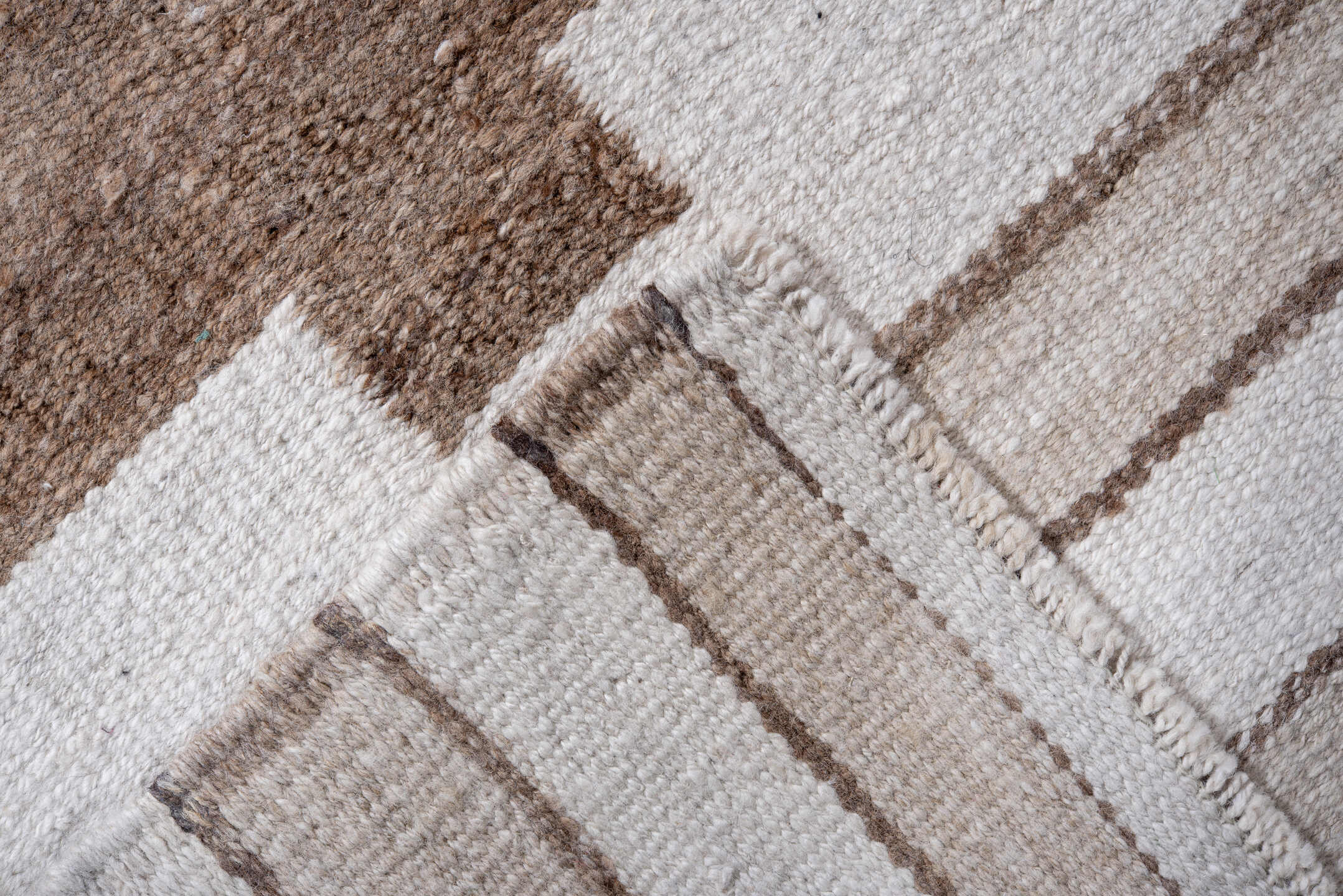 2' x 10' one-of-a-kind handmade antique Kilim runner rug. Color palette: ivory, taupe, camel, brown, beige, gray