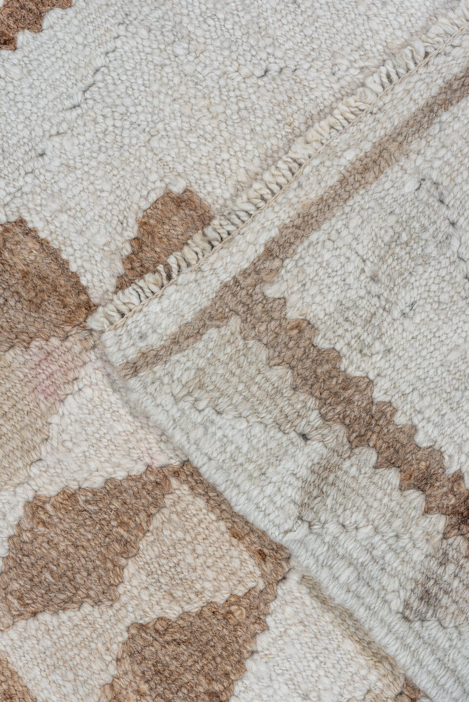 2' x 9' one-of-a-kind handmade antique Kilim runner rug. Color palette: ivory, taupe, beige, camel, gray