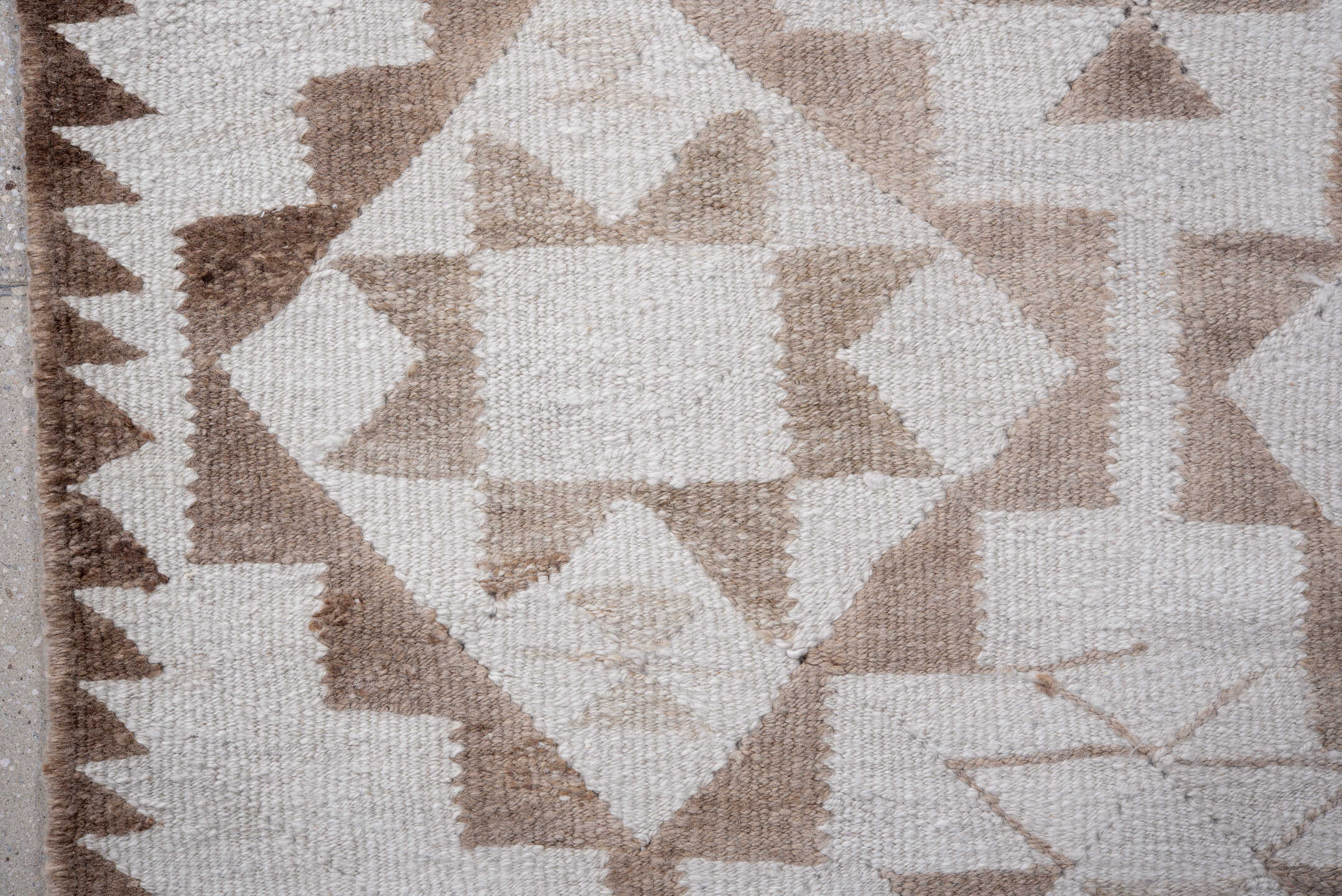 3' x 11' one-of-a-kind handmade vintage Kilim runner rug. Color palette: brown, gainsboro, gray, light gray, off-white, pink