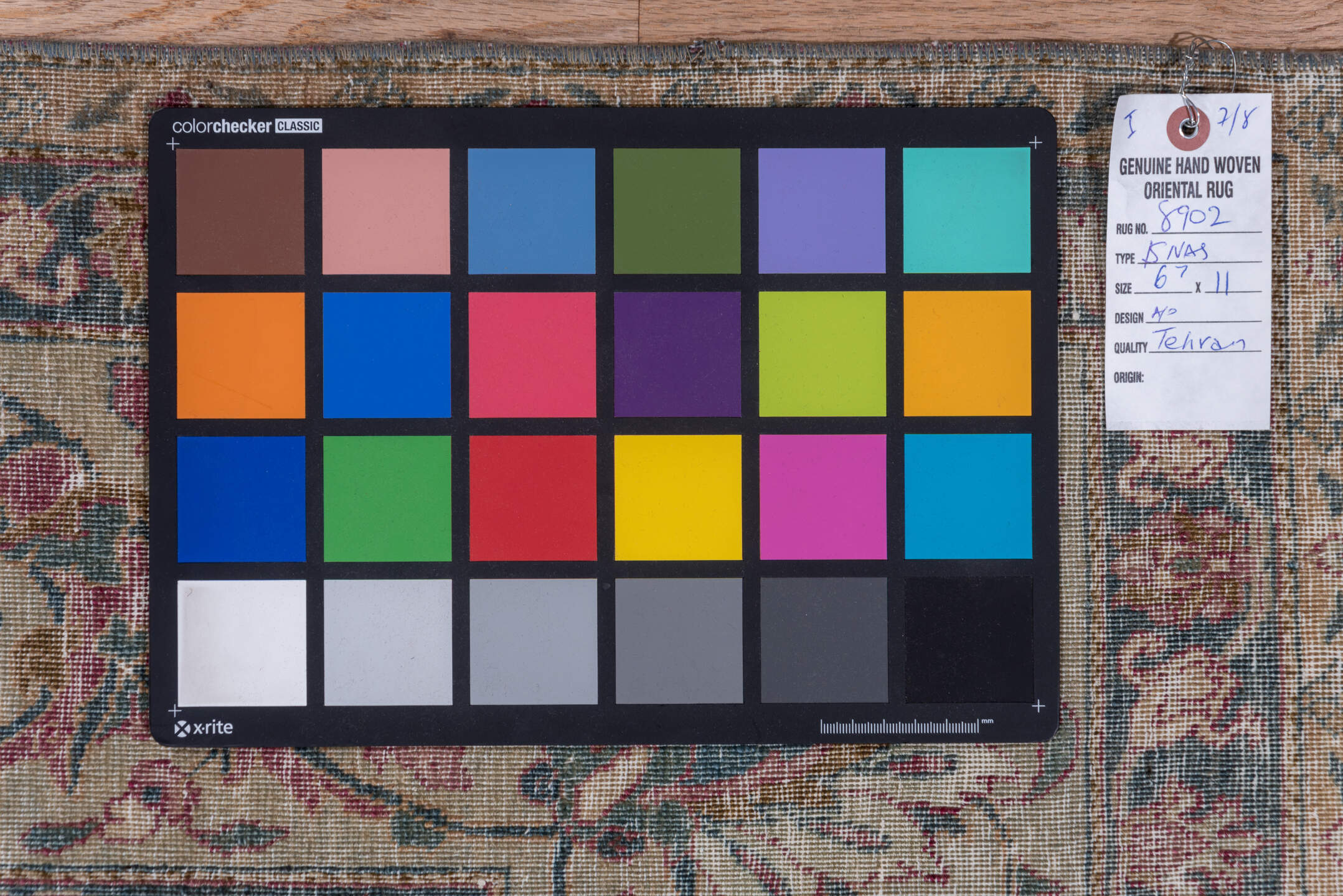 6' x 11' one-of-a-kind handmade vintage Tehran large size rug. Color palette: black, blue, brown, dark gray, gray