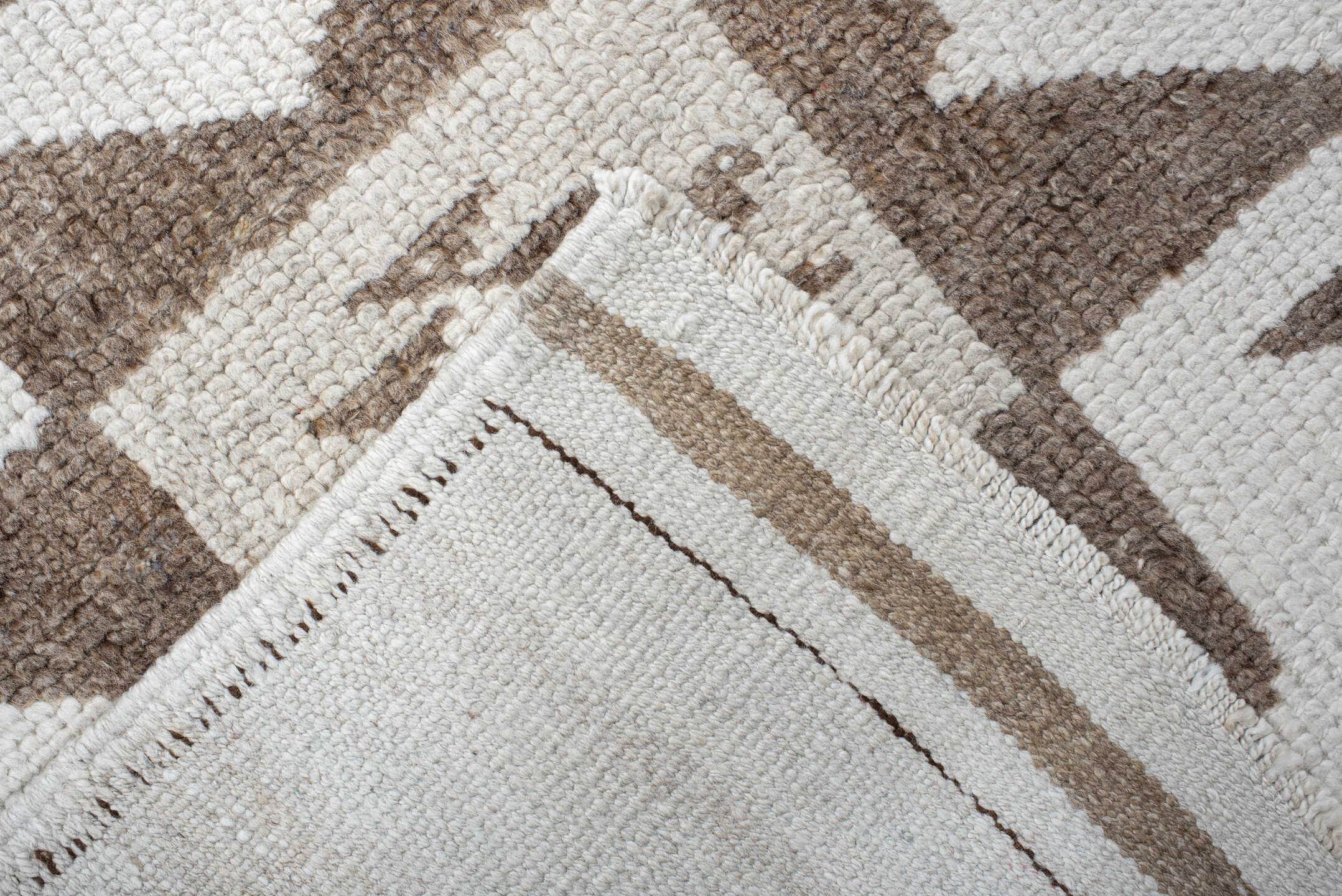 3' x 11' one-of-a-kind handmade vintage Kars runner rug. Color palette: ivory, taupe, beige, gray