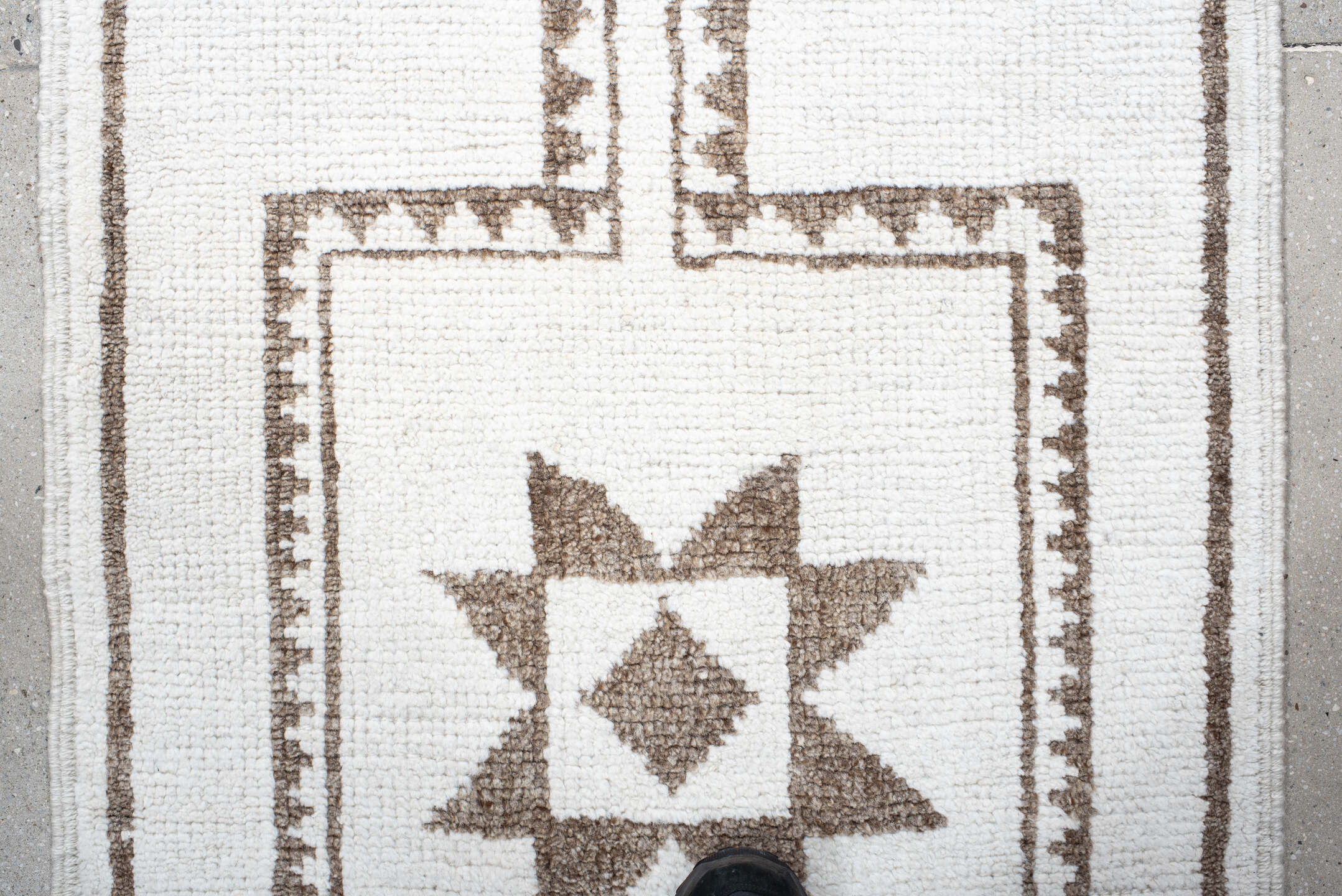 2' x 12' one-of-a-kind handmade vintage Kars runner rug. Color palette: brown, dark gray, gainsboro, ghost white, gray