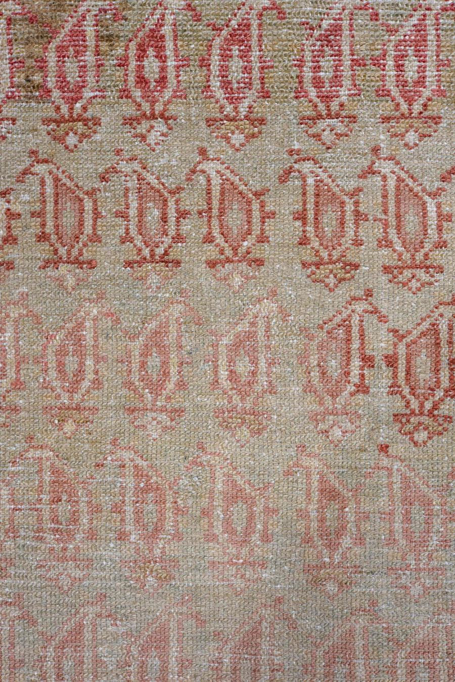 3' x 16' one-of-a-kind handmade antique Malayer runner rug. Color palette: ivory, rose, rust, taupe, brown, pink, red