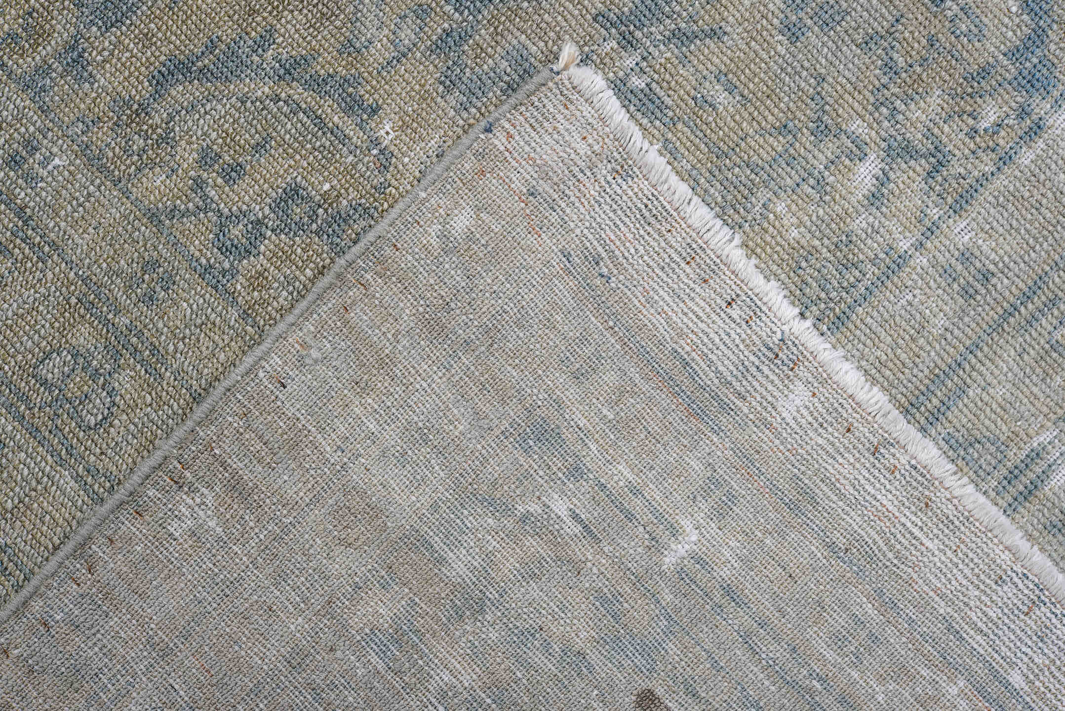 7' x 11' one-of-a-kind handmade antique Sivas large size rug. Color palette: taupe, blue, ivory, beige, slate, gray