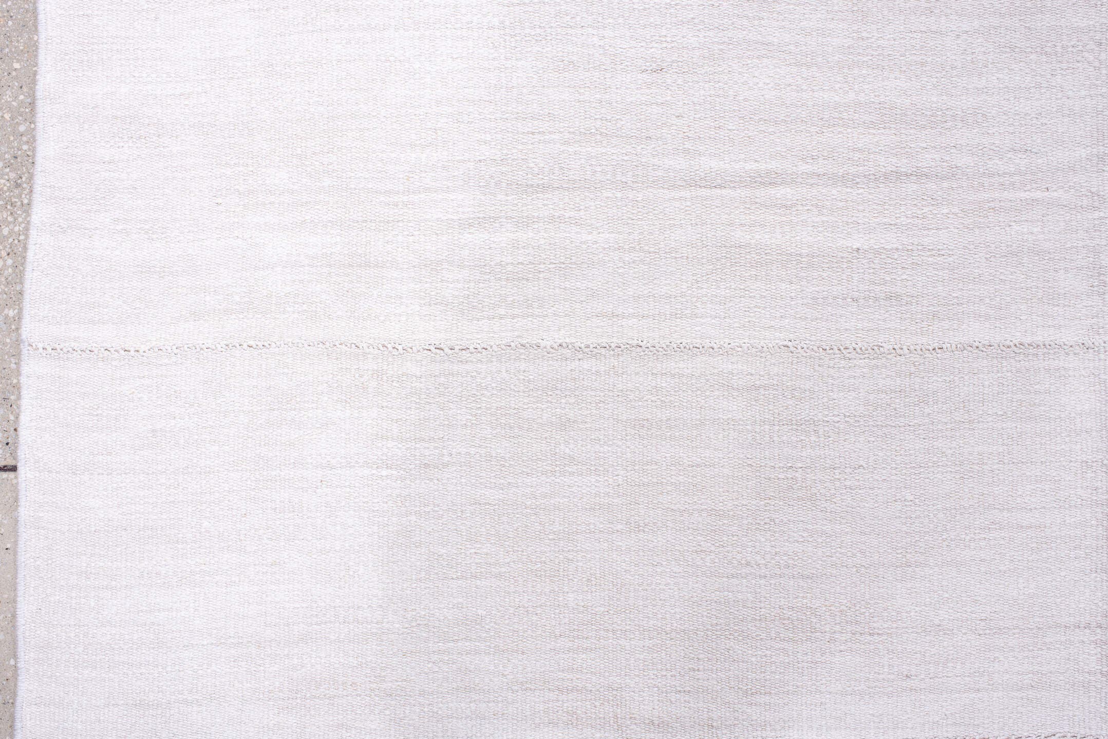 11' x 17' one-of-a-kind handmade antique Flatweave oversize rug. Color palette: ivory, cream, taupe, beige, gray