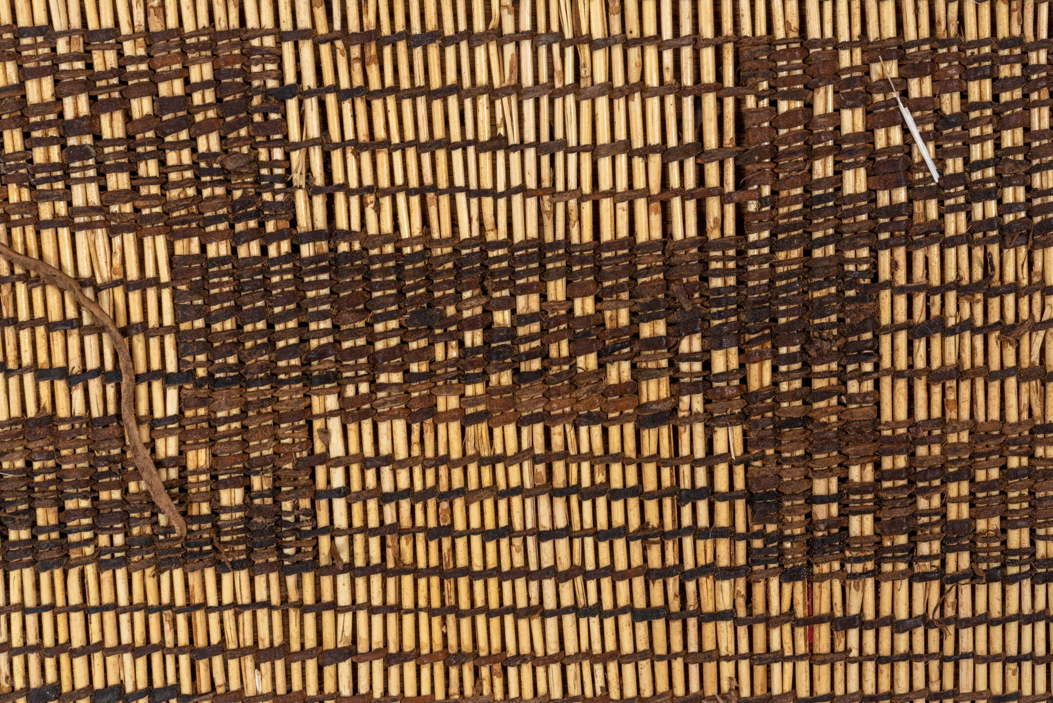 8' x 13' one-of-a-kind handmade vintage Tuareg large size rug. Color palette: camel, brown, tan, beige