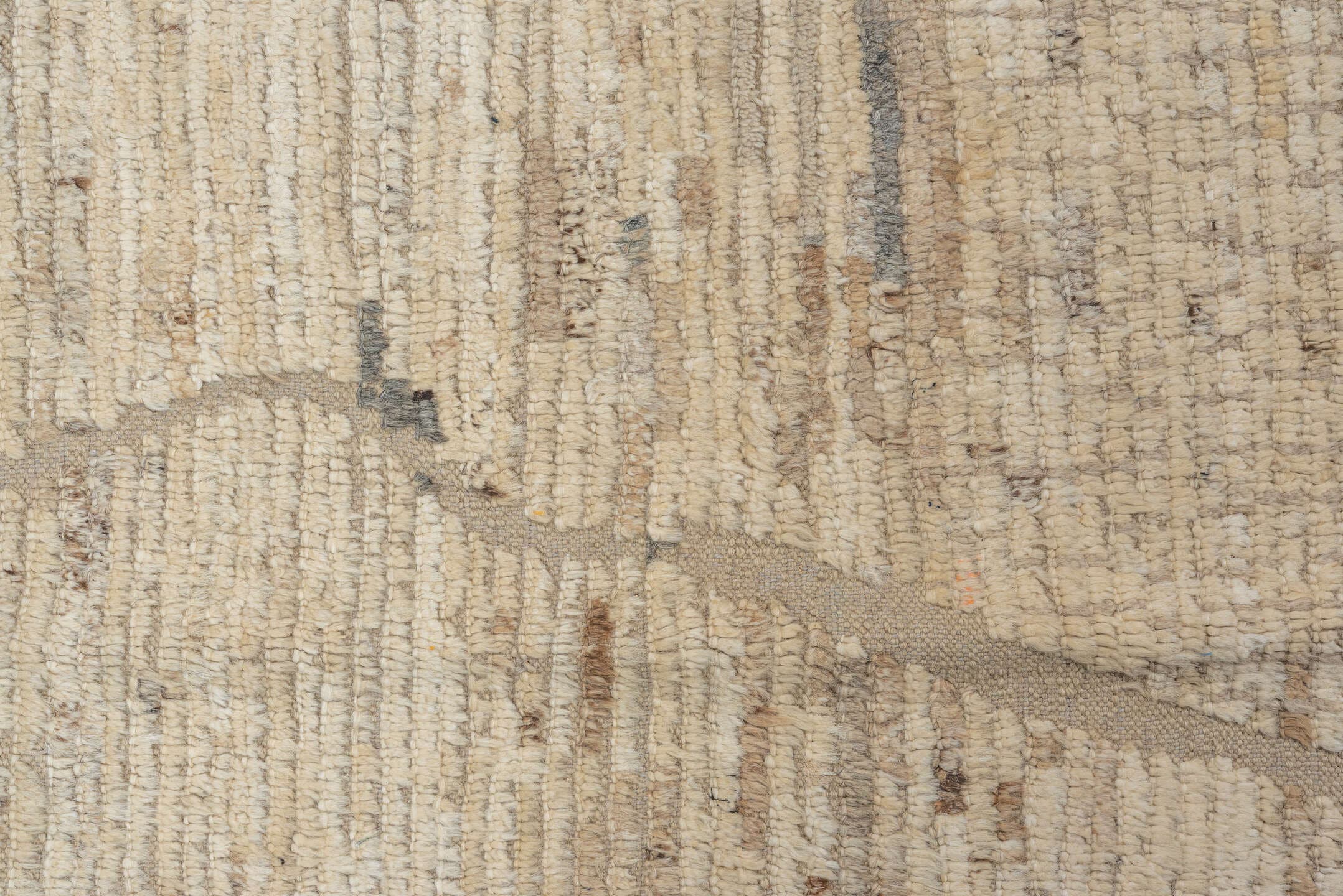 9' x 11' one-of-a-kind handmade vintage Tulu large size rug. Color palette: ivory, cream, taupe, beige, camel, pale blue