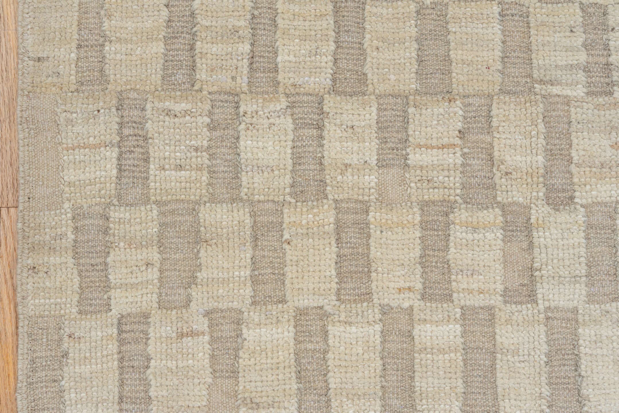 3' x 9' one-of-a-kind handmade vintage Tulu runner rug. Color palette: ivory, cream, beige, taupe, gray