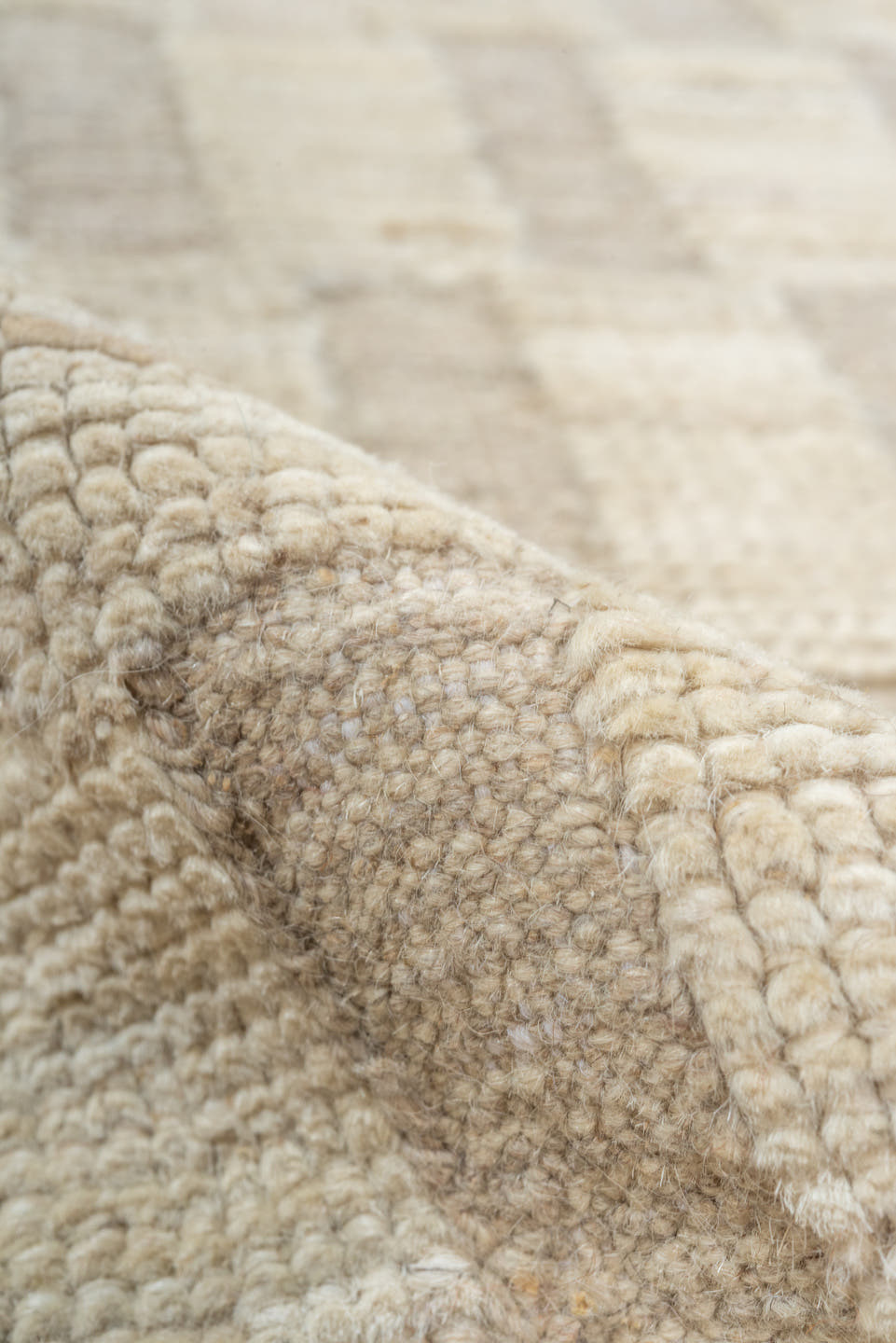 3' x 9' one-of-a-kind handmade vintage Tulu runner rug. Color palette: ivory, cream, beige, taupe, gray