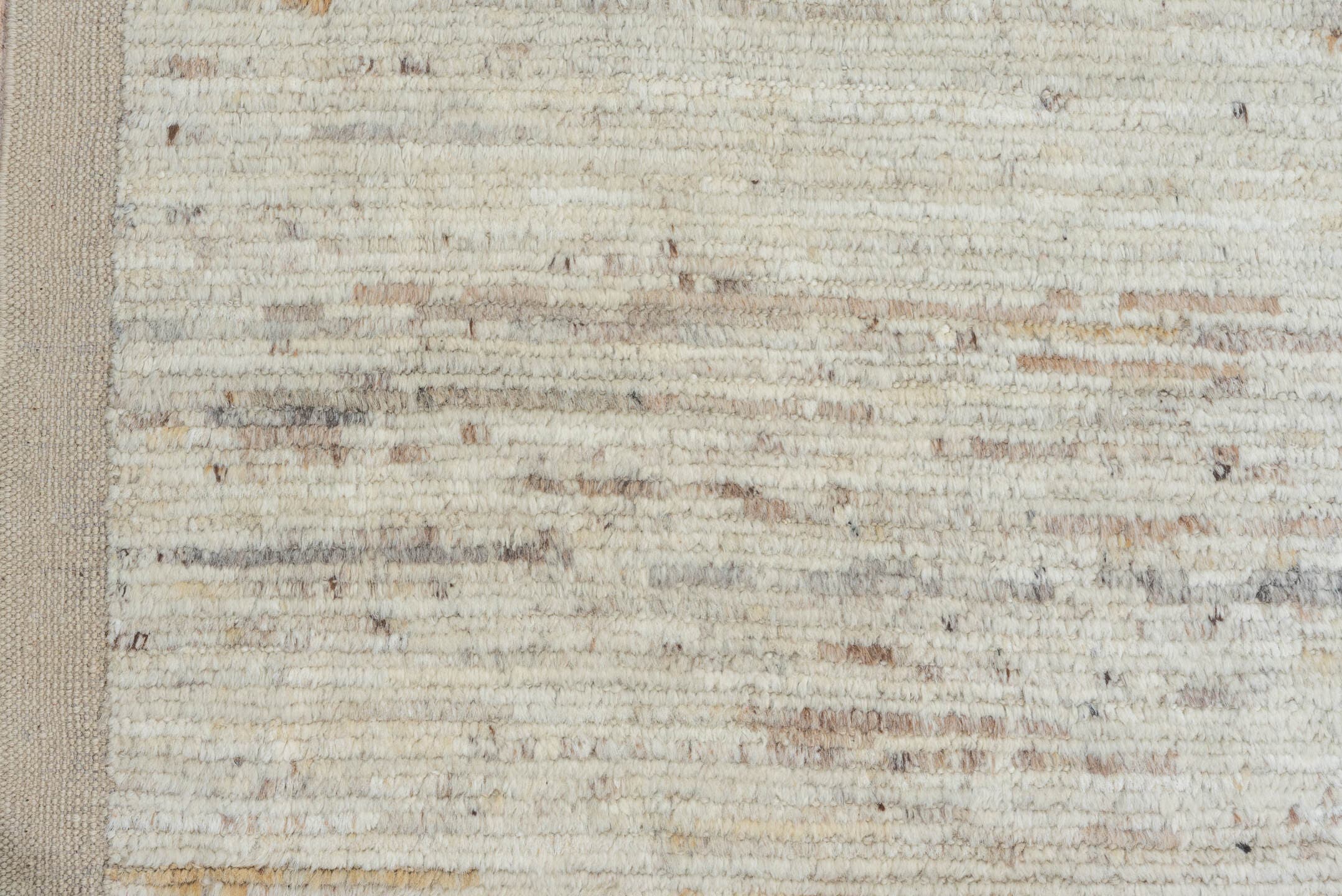 9' x 10' one-of-a-kind handmade vintage Tulu large size rug. Color palette: ivory, cream, taupe, beige, brown, gray