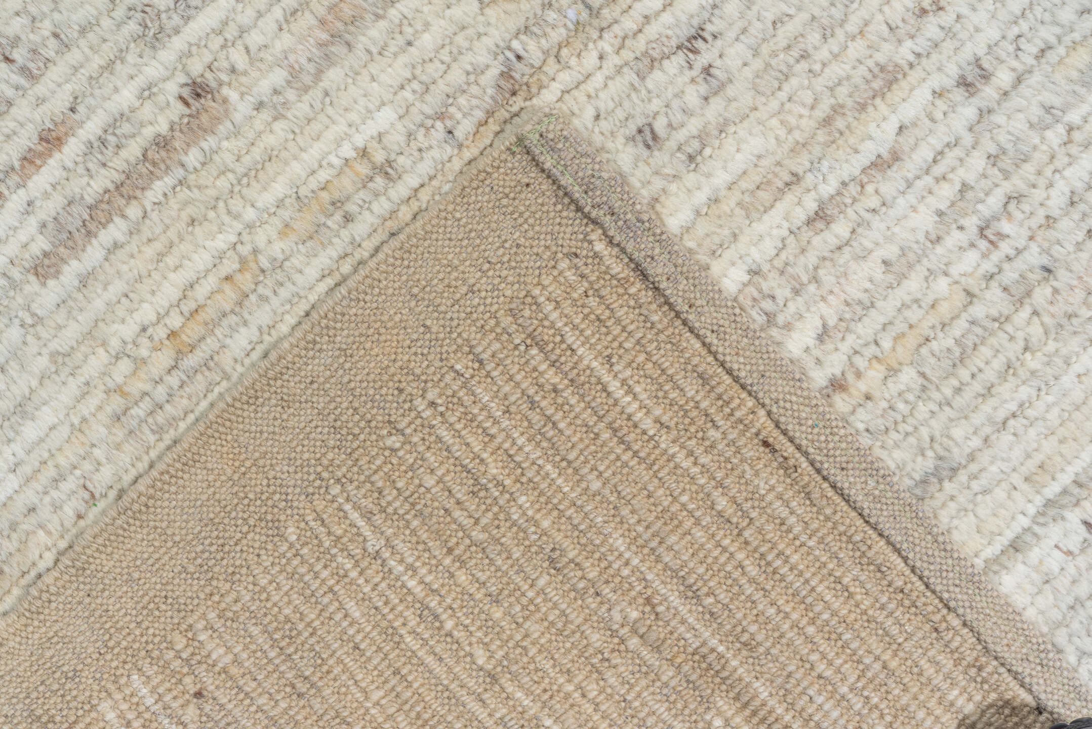 9' x 10' one-of-a-kind handmade vintage Tulu large size rug. Color palette: ivory, cream, taupe, beige, brown, gray