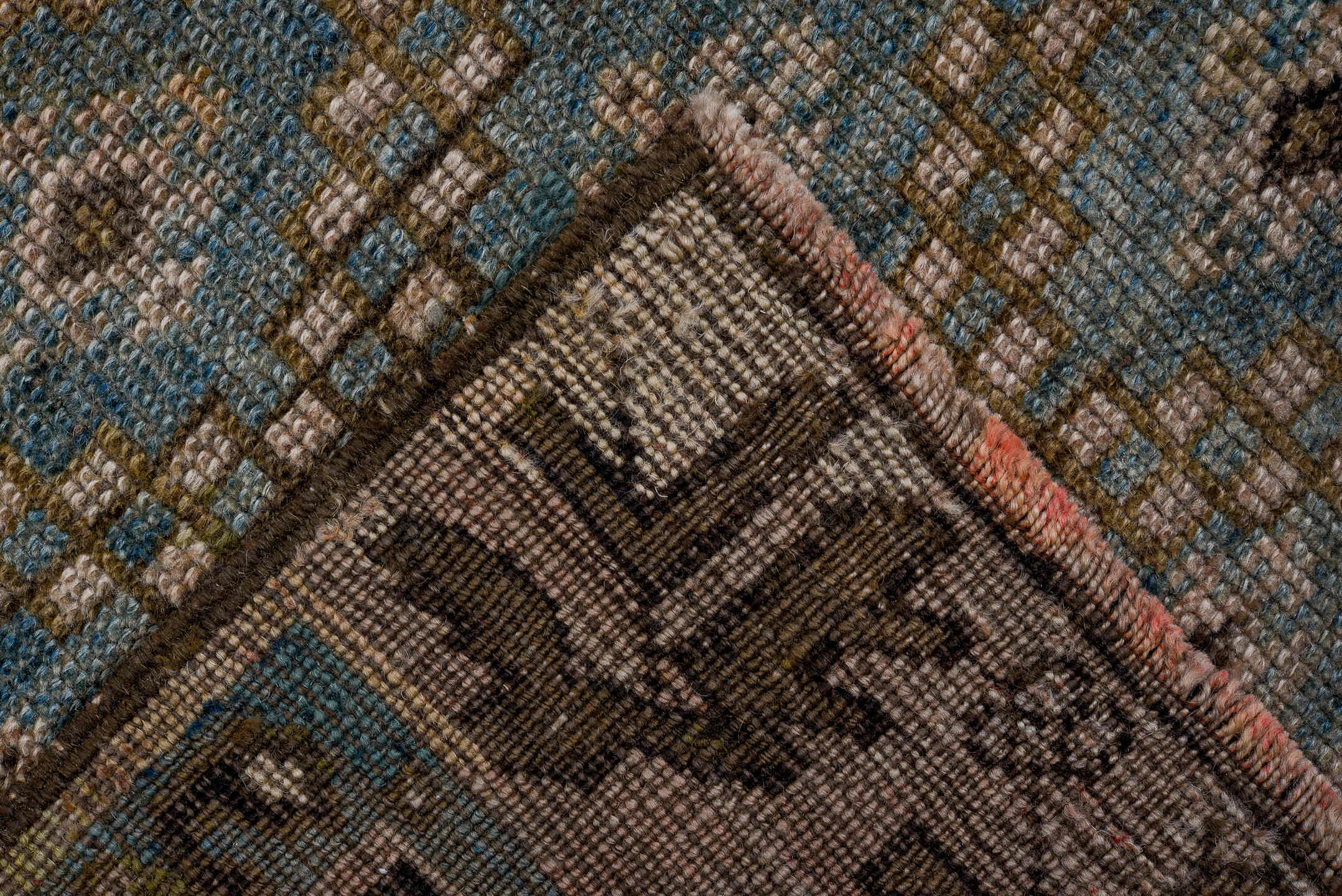 3' x 12' one-of-a-kind handmade vintage NW Persian runner rug. Color palette: turquoise, taupe, charcoal, ivory, camel