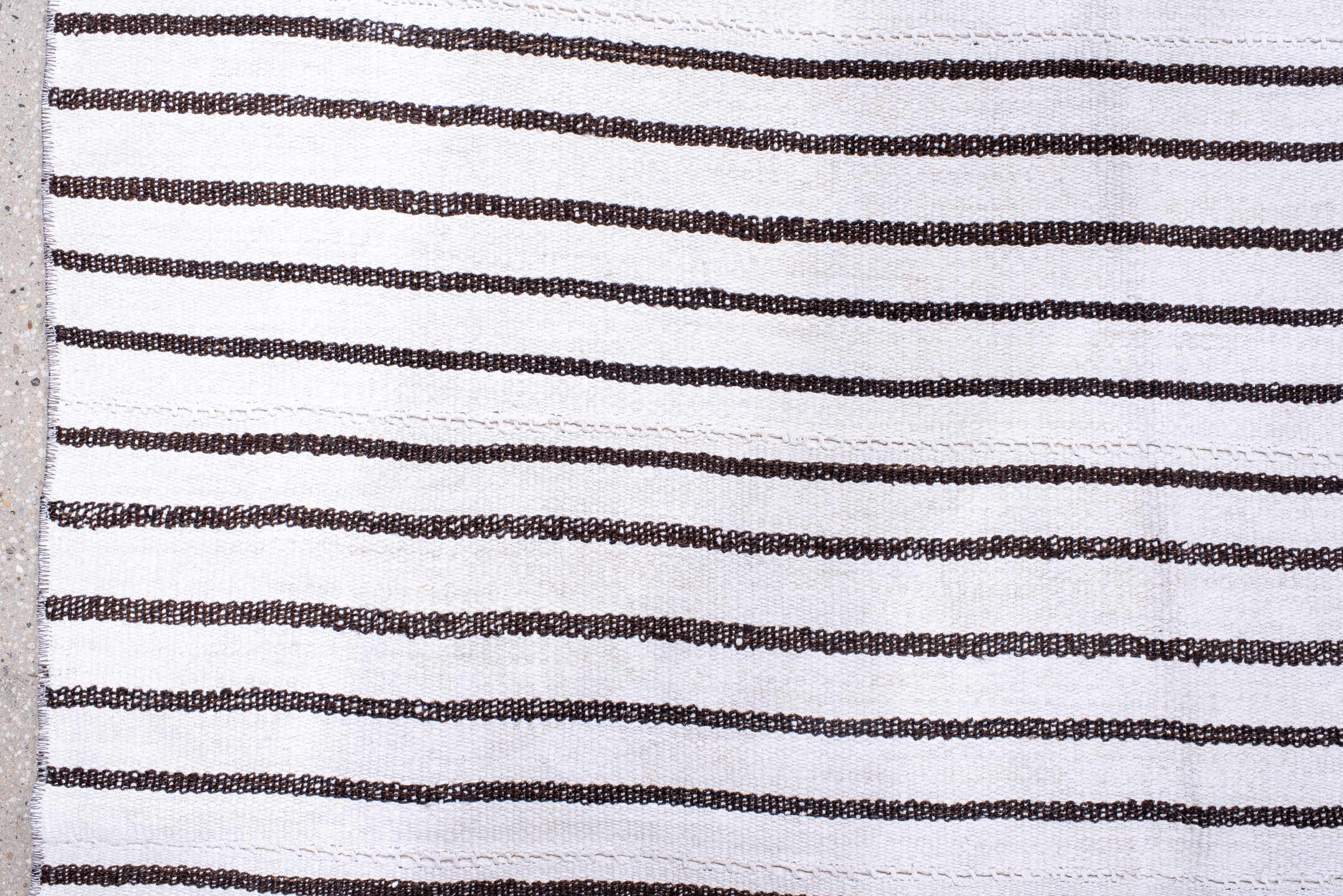11' x 16' one-of-a-kind handmade antique Flatweave oversize rug. Color palette: ivory, charcoal, gray, black