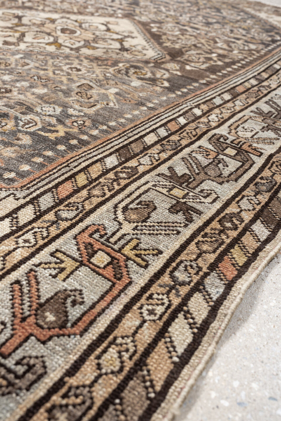 4' x 6' one-of-a-kind handmade vintage Malayer small size rug. Color palette: navy, coral, cobalt, rust, ivory, rose, camel